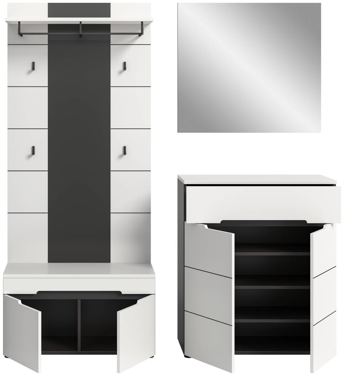 Garderobe Canu basaltgrau Nachbildung weiß B/H/T: ca. 175x190x37 cm