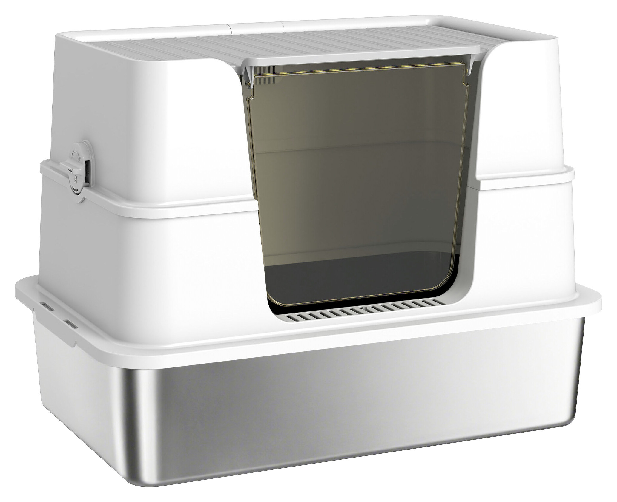 PawHut Katzenklo hellgrau Kunststoff B/H/L: ca. 40,2x44,5x60,2 cm