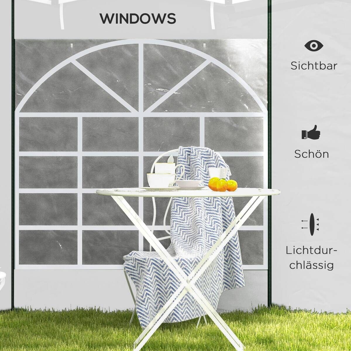 Outsunny Pavillon-Seitenwände weiß Polyester H/L: ca. 195x295 cm