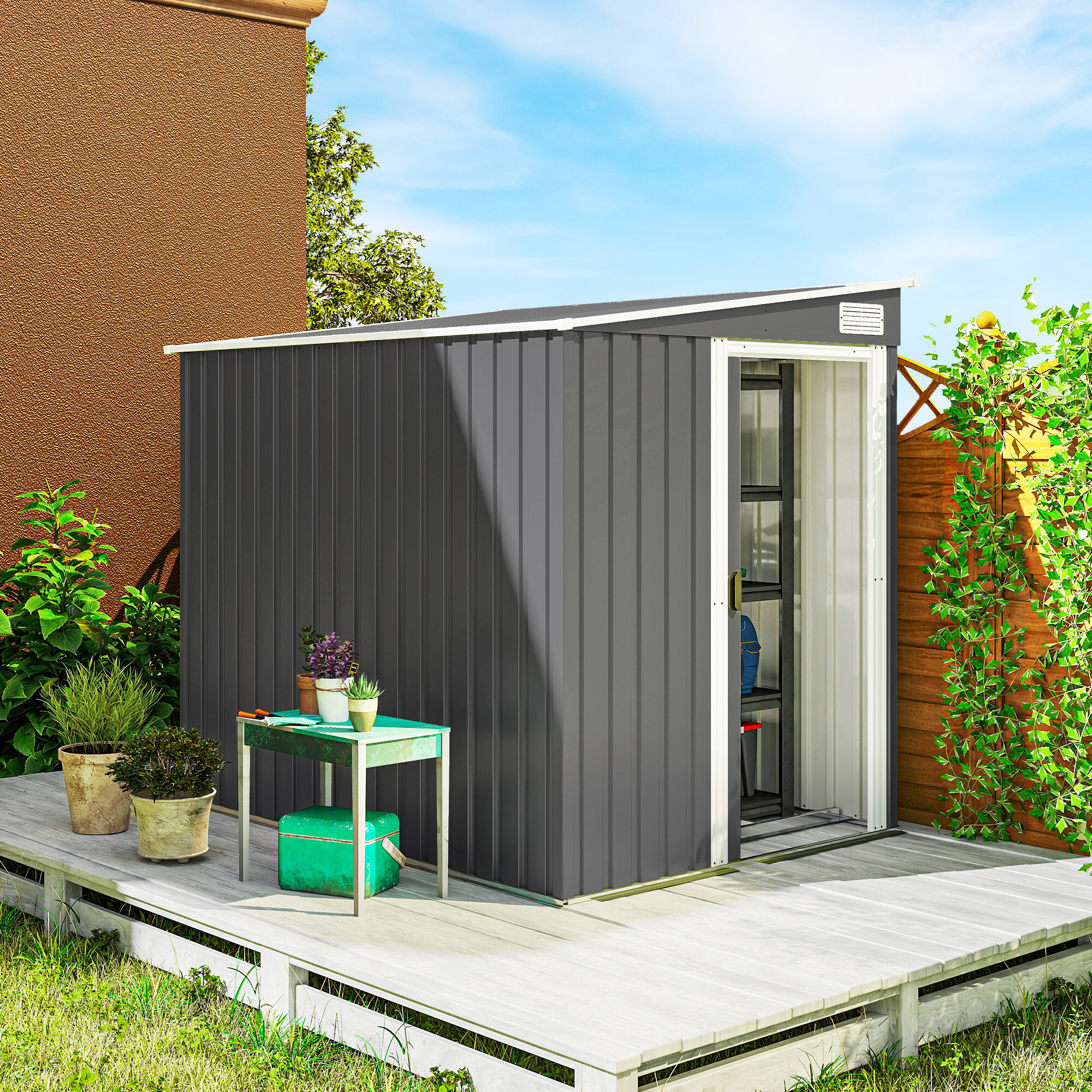 Outsunny Gerätehaus dunkelgrau B/H/L: ca. 154x181x206,5 cm
