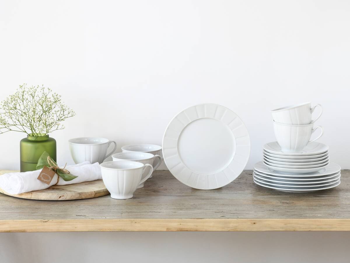 CreaTable Kaffeeservice Barcelona weiß Porzellan 18 tlg.