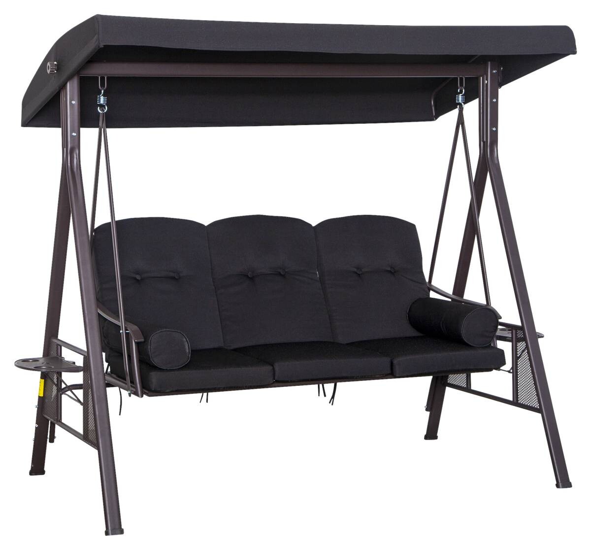 Outsunny Hollywoodschaukel schwarz Metall B/H/L: ca. 116x183x206 cm