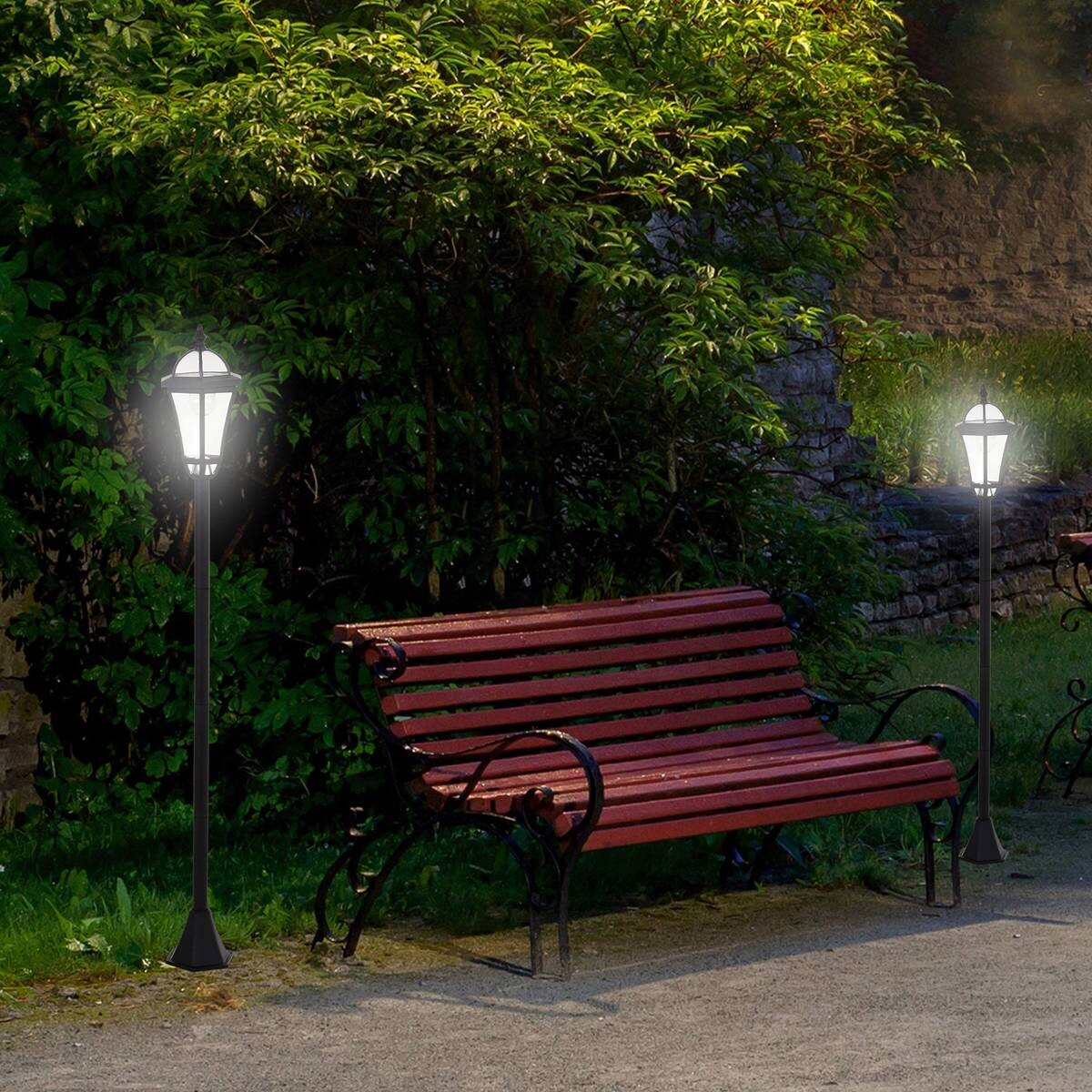 Gartenlaterne im 2er-Set schwarz Kunststoff H/D: ca. 129x18,5 cm