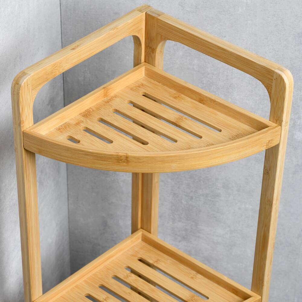 Eckregal natur Bambus B/H/L: ca. 23x70x23 cm