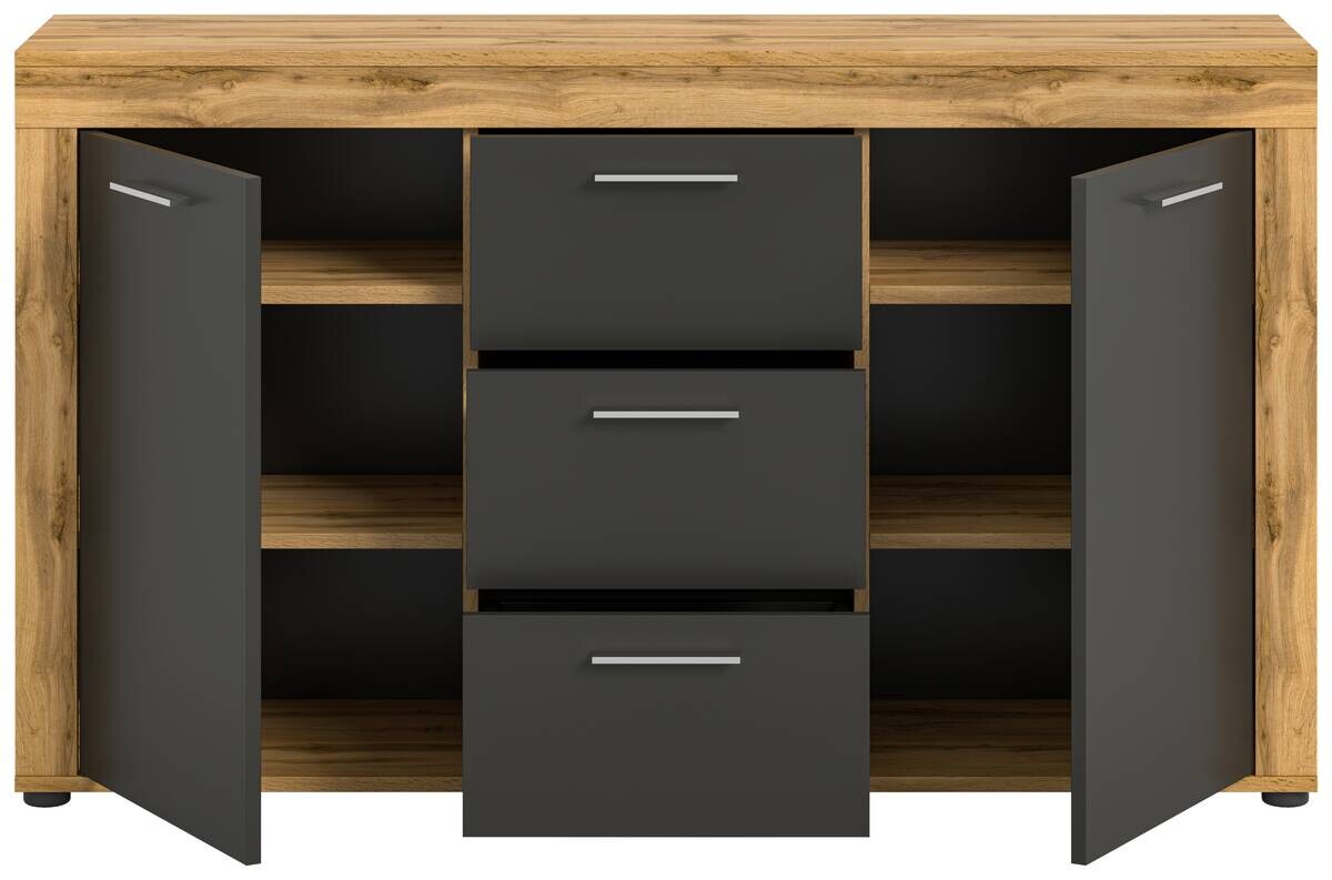 Sideboard Jam Eiche Wotan Nachbildung grau B/H/T: ca. 125x80x35 cm