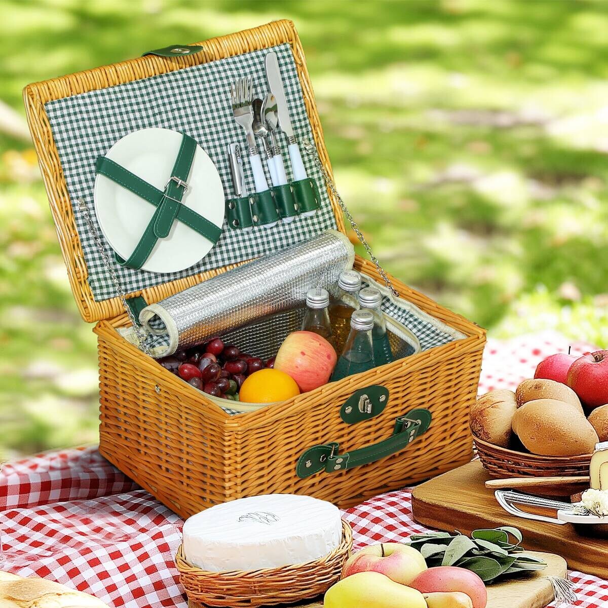 Outsunny Picknickkorb braun Weide B/H/L: ca. 30x20x40 cm