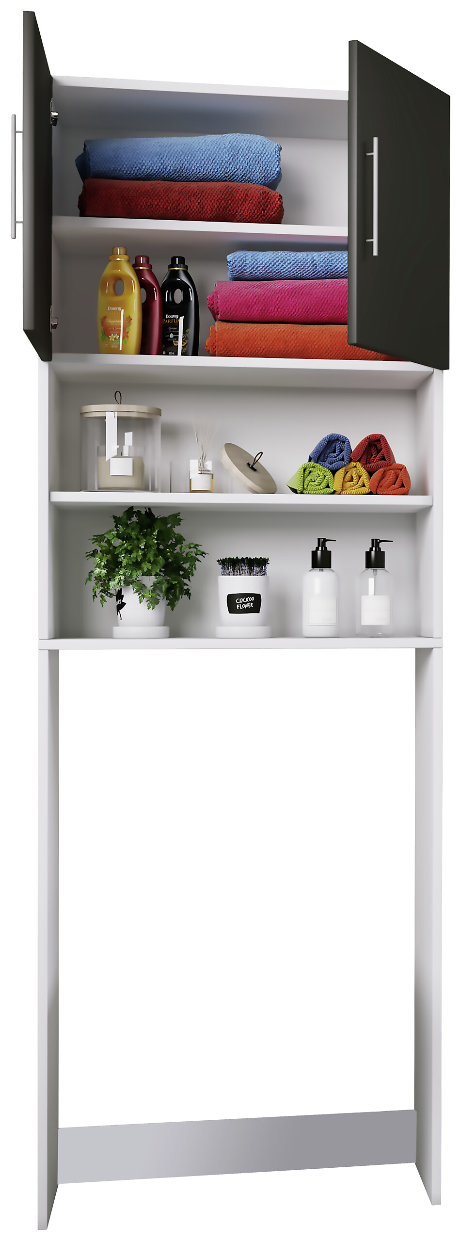 Überbauschrank Jutas weiß schwarz B/H/T: ca. 64x190x25 cm