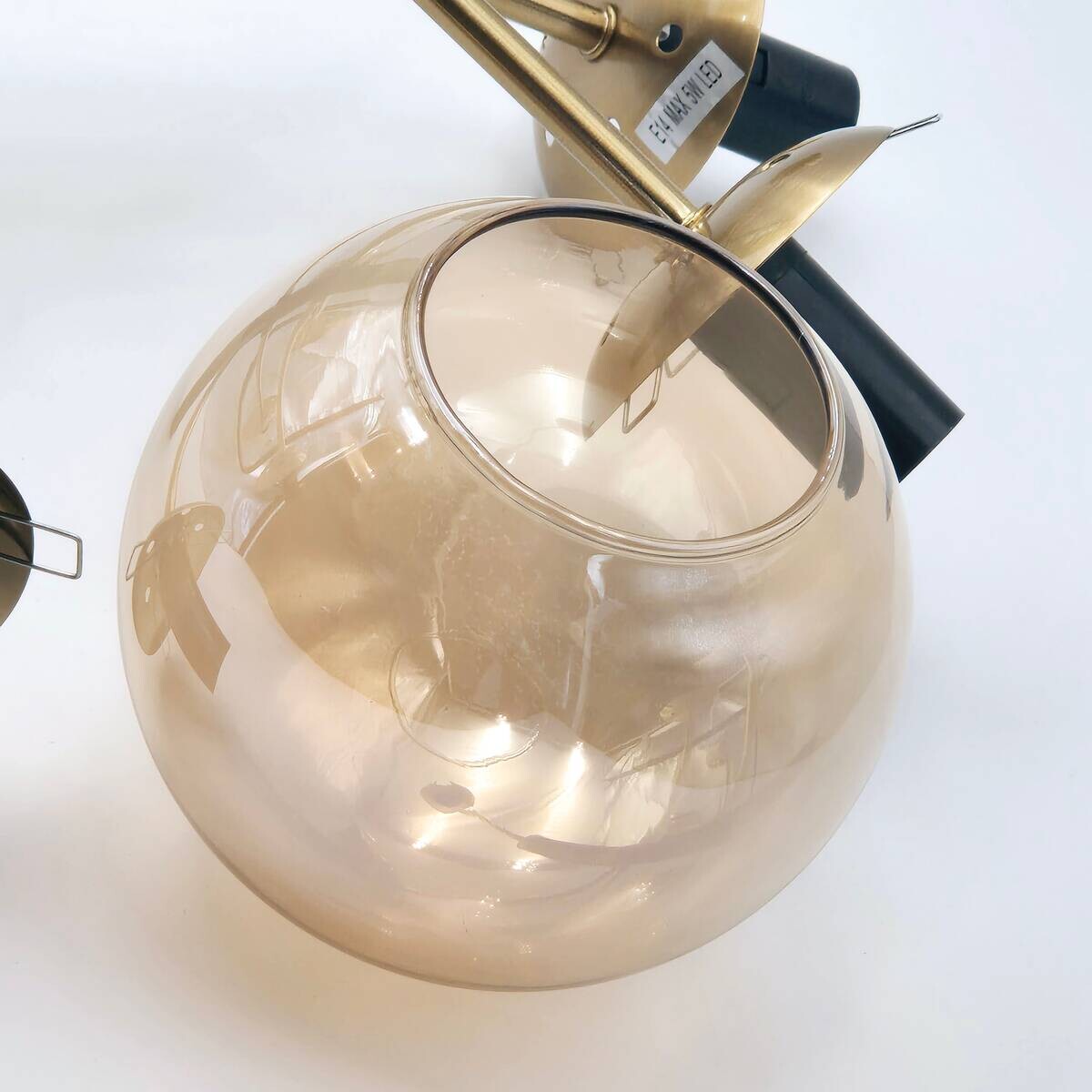 Lamkur Pendelleuchte gold schwarz Metall Glas H/D: ca. 76x68 cm E14 8 Brennstellen