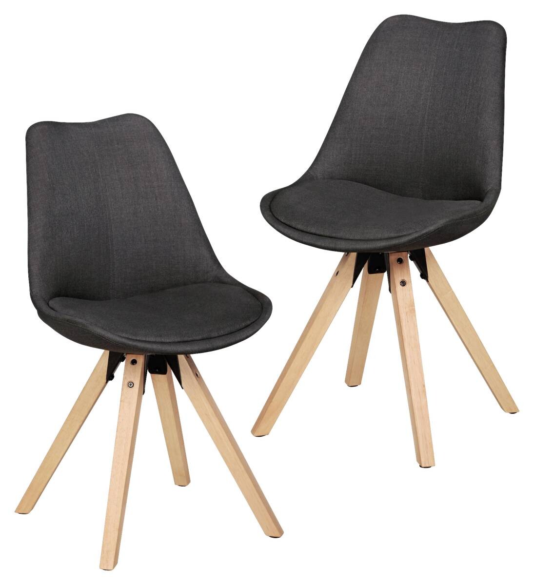 Stuhl 2er-Set grau natur Stoff Echtholz B/H/T: ca. 49x87x52 cm