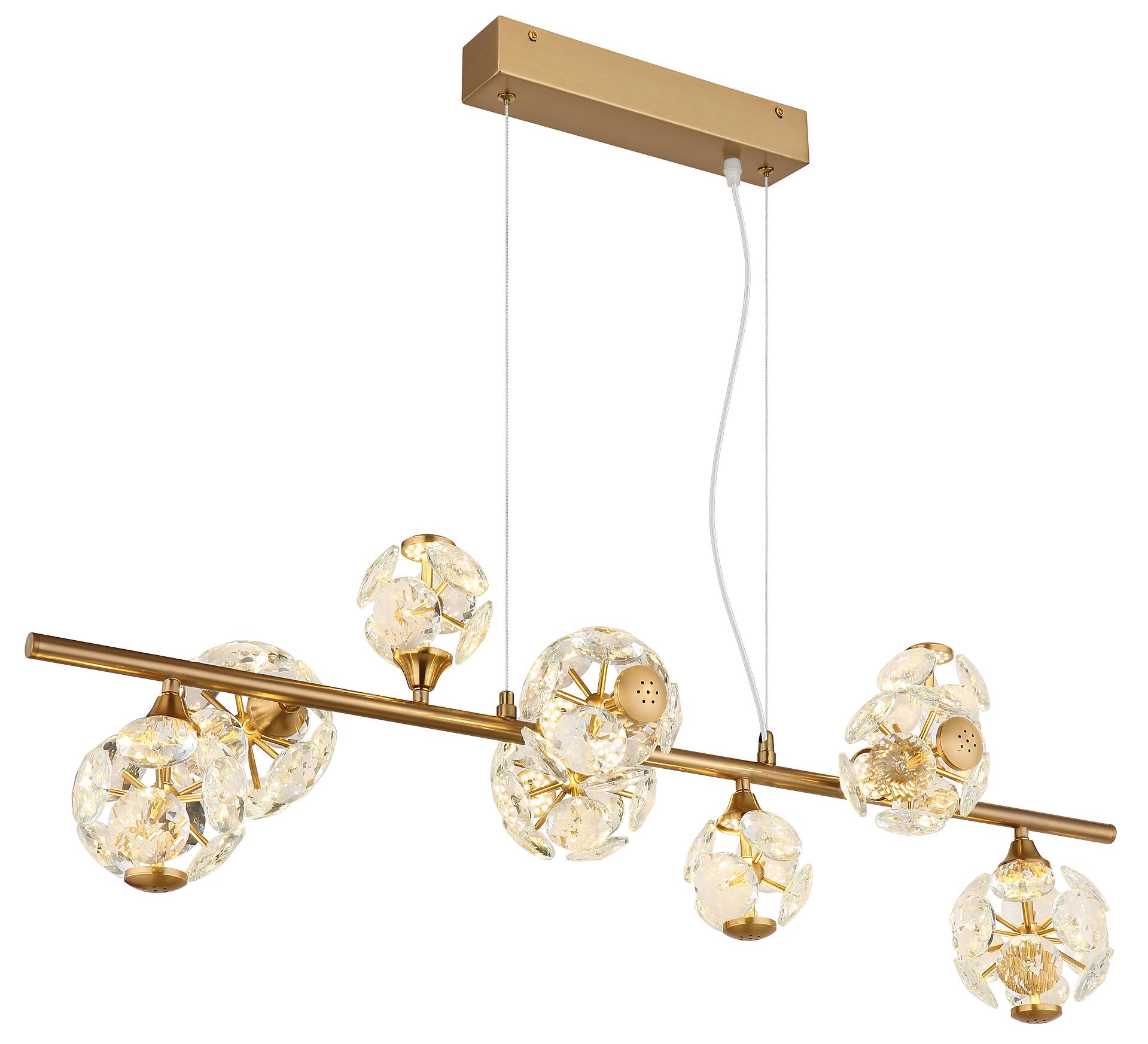 GLOBO LED-Pendelleuchte Virina gold Metall B/H/L: ca. 101x34,5x150 cm