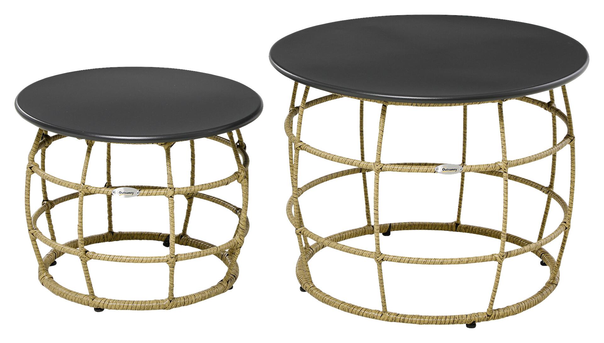 Outsunny Beistelltisch sand Polyrattan B/H/L: ca. 60x60x47 cm