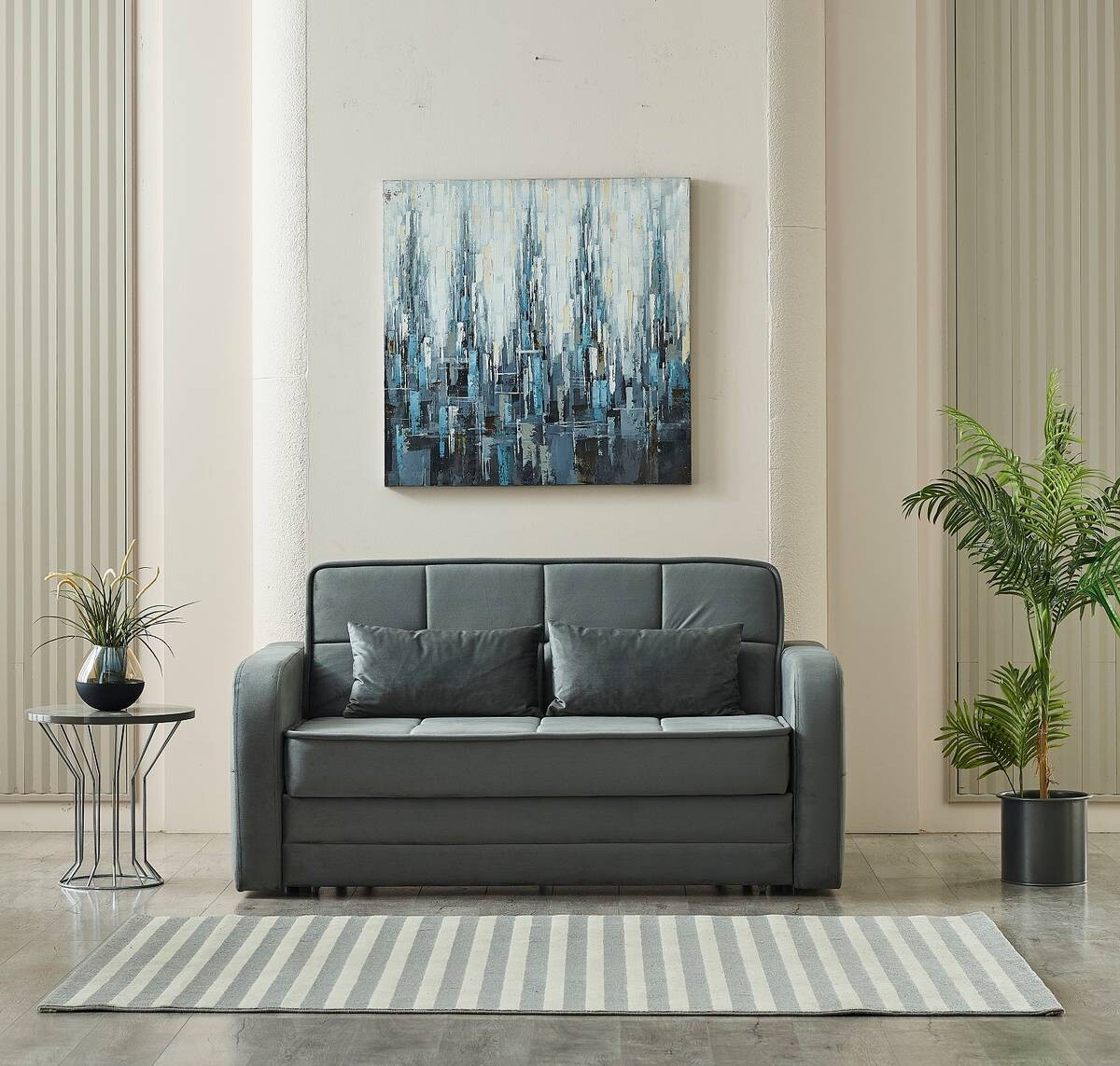 Schlafsofa Moleron grau Polyester B/H/T: ca. 171x94x111 cm