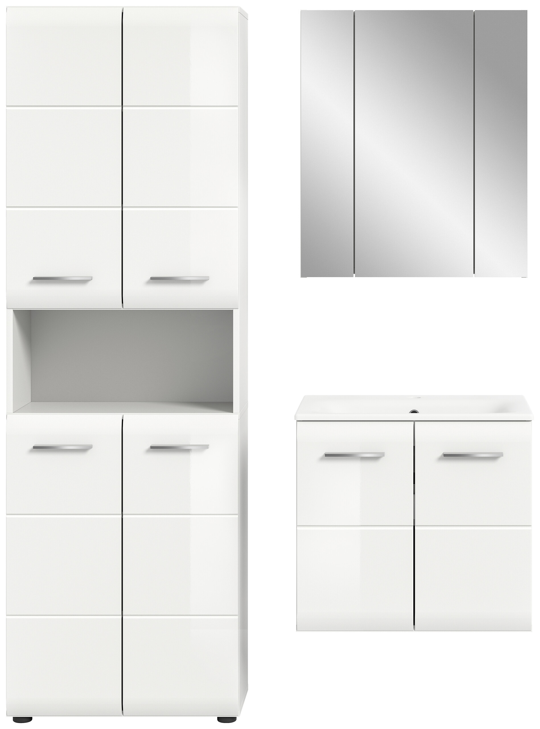 Badezimmer-Set Ice weiß weiß Hochglanz B/H/T: ca. 135x185x46 cm