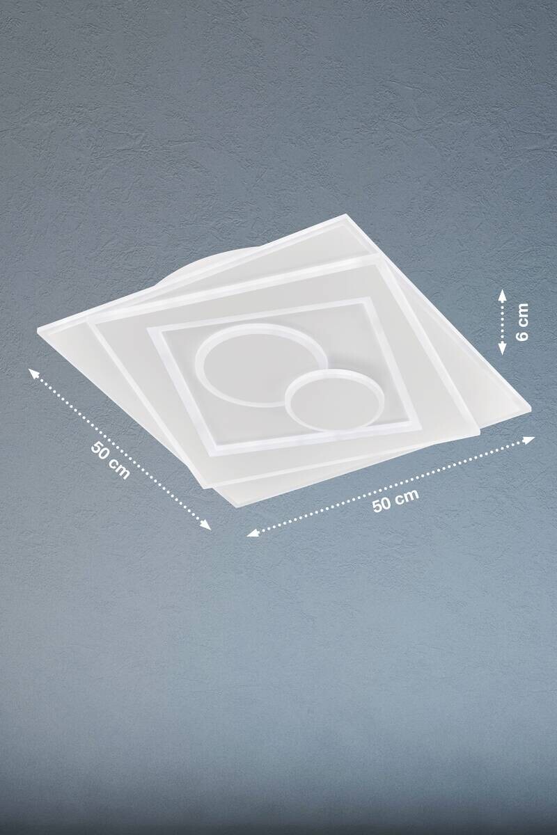 Fischer & Honsel LED-Deckenleuchte 20136 weiß Acryl Metall B/H/T: ca. 50x6,4x50 cm 1 Brennstellen