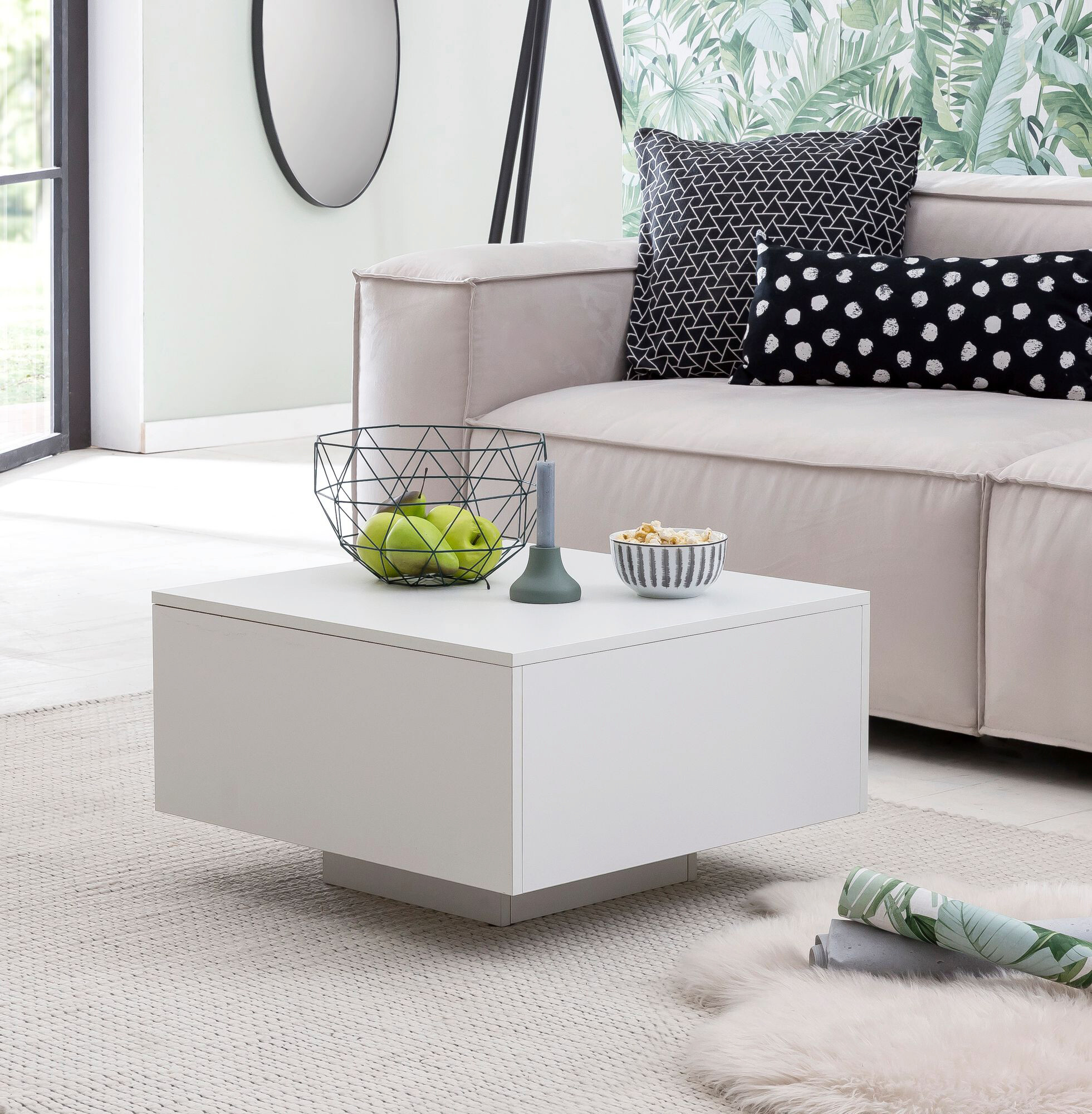 Wohnling Couchtisch weiß Holzwerkstoff B/H/T: ca. 60x35,5x60 cm