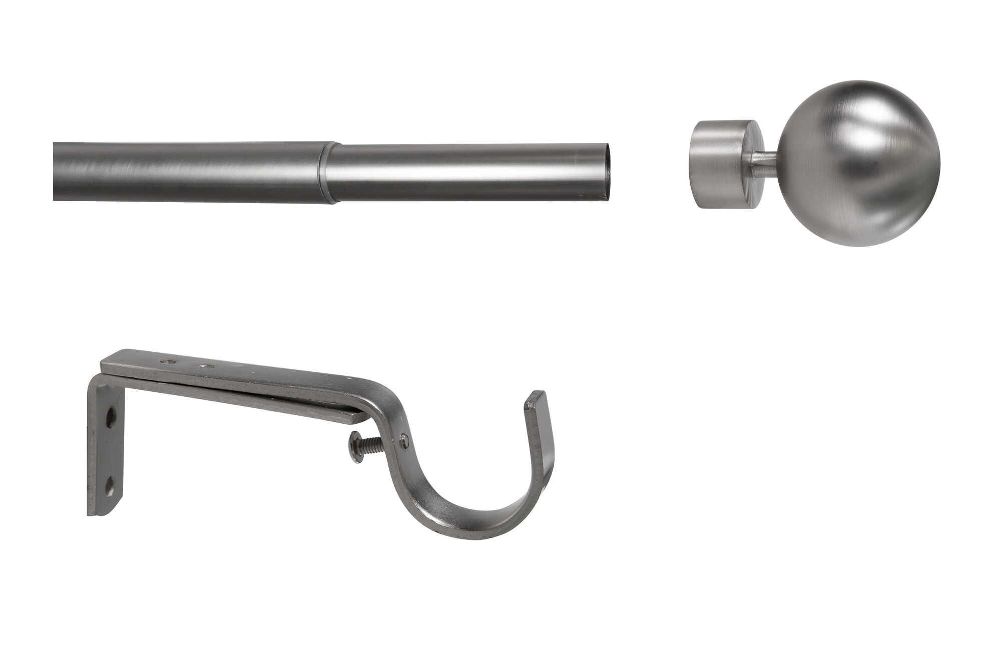 Gardinenstange Edelstahloptik Metall ausziehbar von ca. 190 bis 360 cm 1.0 Läufe