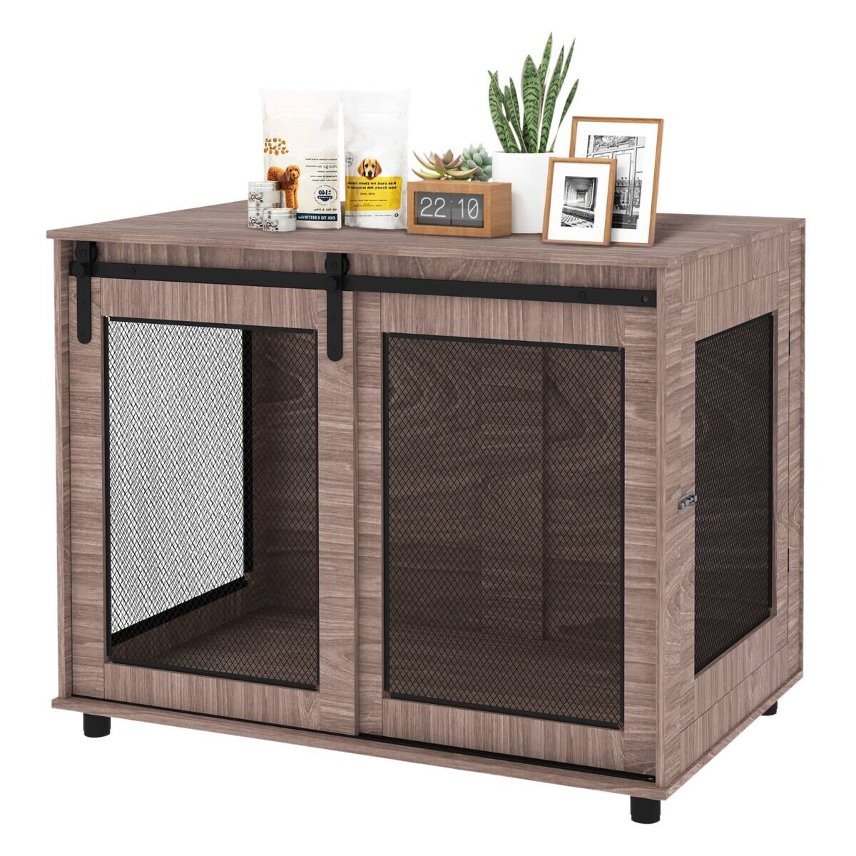 PawHut Hundekäfig nussbaum Stahl B/H/L: ca. 60x78x98 cm