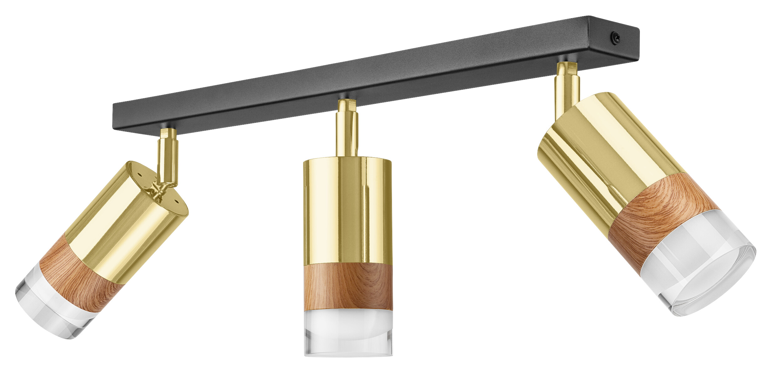 Lamkur Deckenleuchte gold Stahl Glas B/H/L: ca. 8x19x45 cm 3 Brennstellen