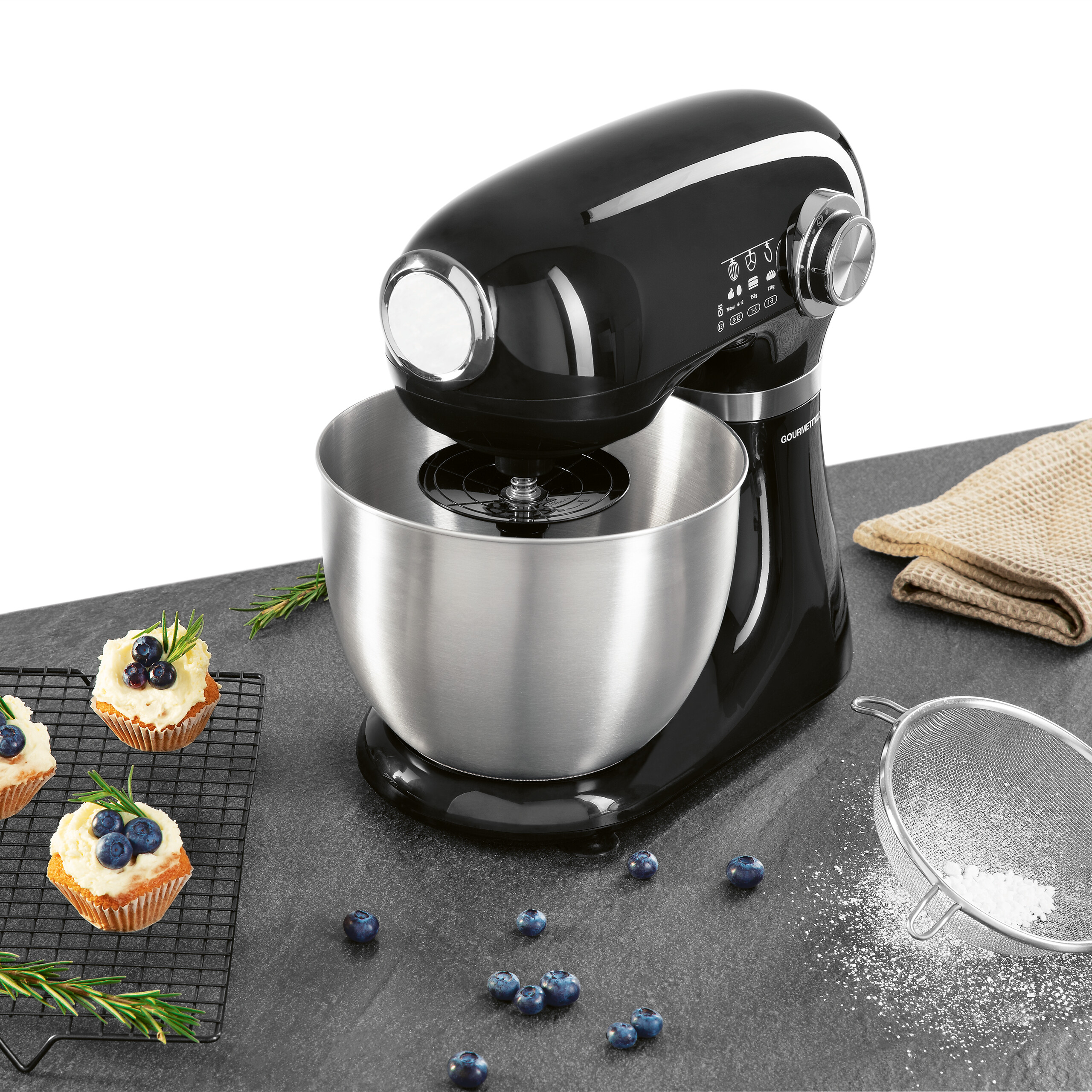 GOURMETmaxx Küchenmaschine schwarz Edelstahl B/H/L: ca. 26x38x41 cm