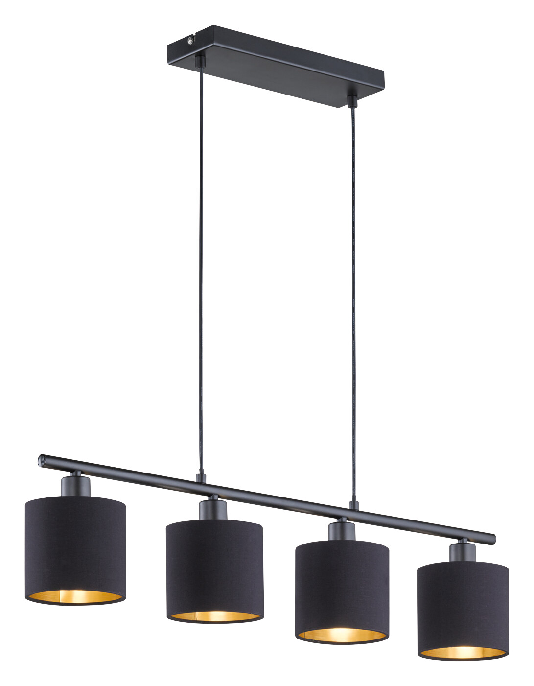 Reality Pendelleuchte Tommy schwarz mattschwarz Metall Stoff B/H: ca. 75x150 cm E14 4 Brennstellen