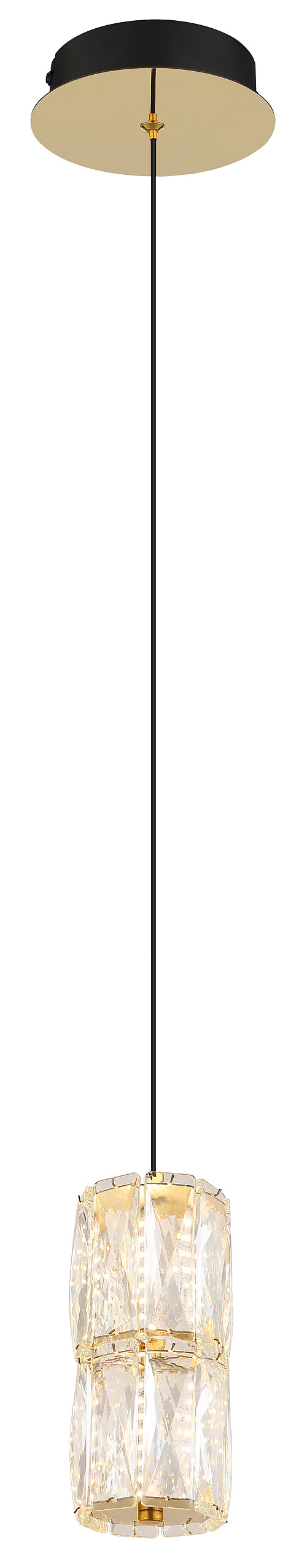 GLOBO Pendelleuchte gold mattschwarz klar Metall Glas H/D: ca. 150x14 cm 1.0 Brennstellen