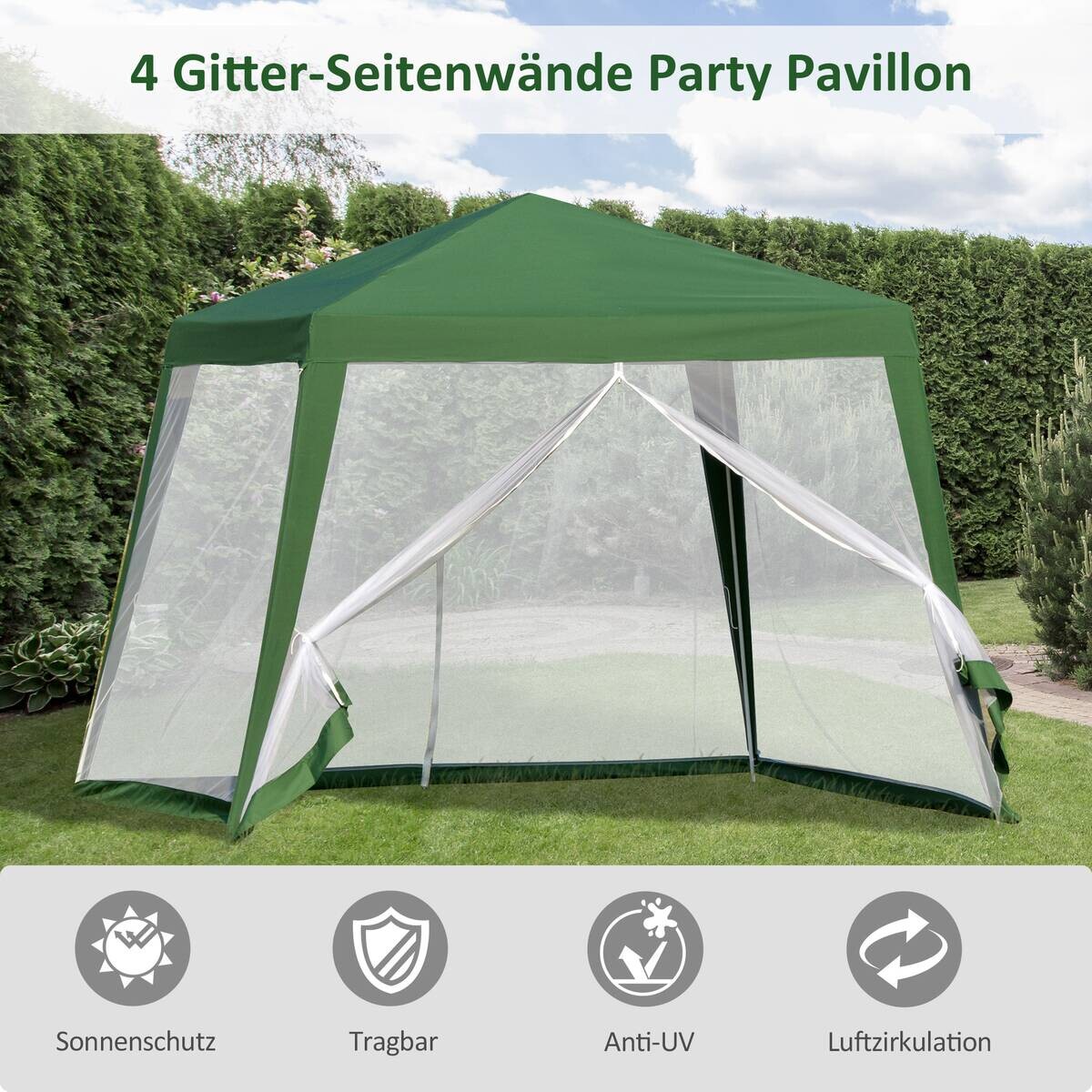 Outsunny Pavillon grün Polyester B/H/L: ca. 300x245x300 cm