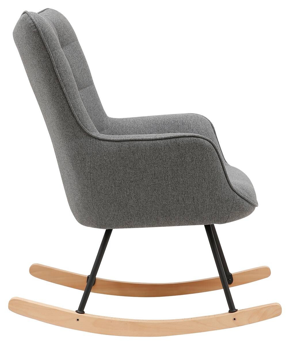 byLIVING Schaukelstuhl RICHIE grau schwarz natur Webstoff Metall Buche B/H/T: ca. 72x92x92 cm