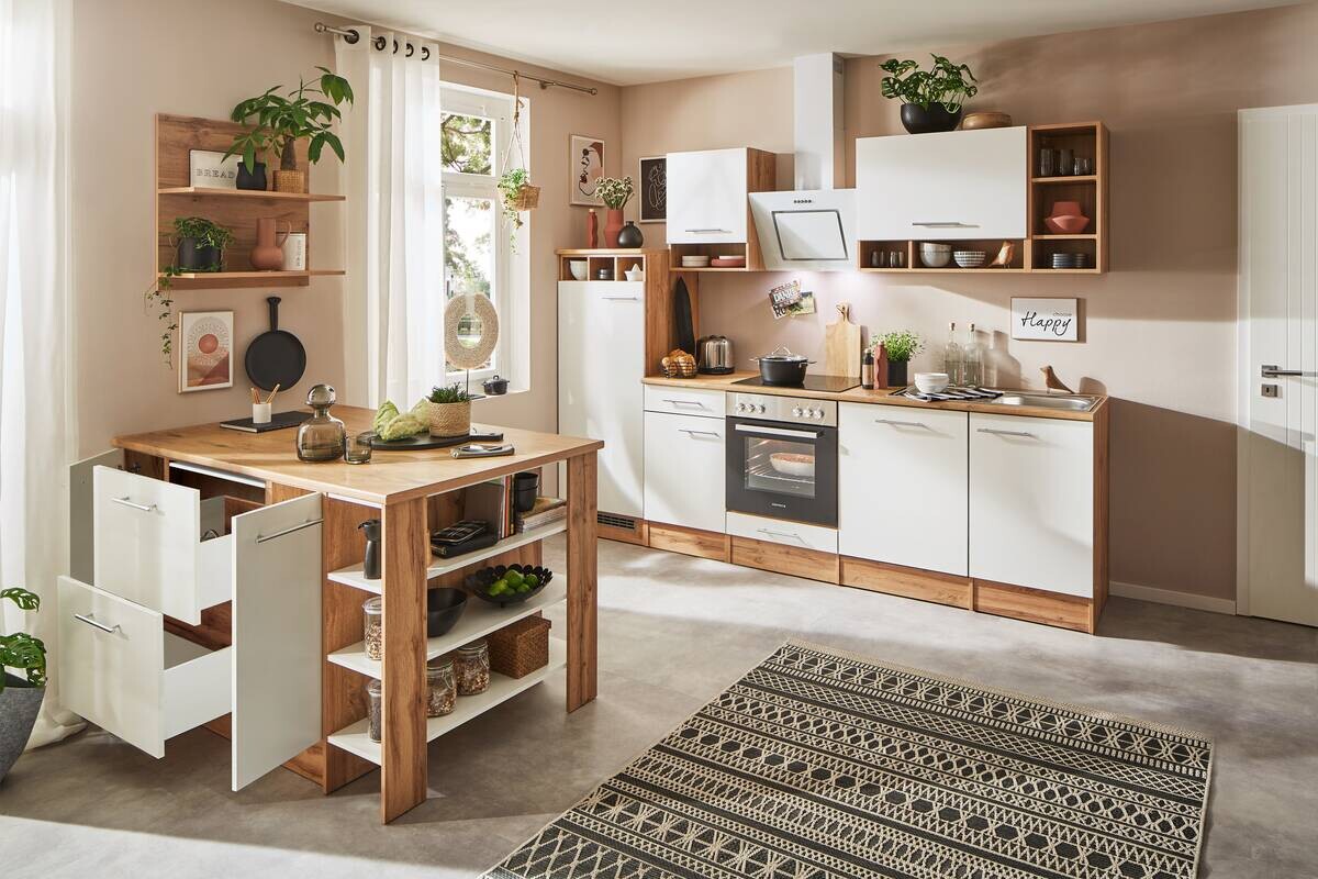 Respekta Inselküche Hilde weiß matt B/H/T: ca. 280x205x60 cm