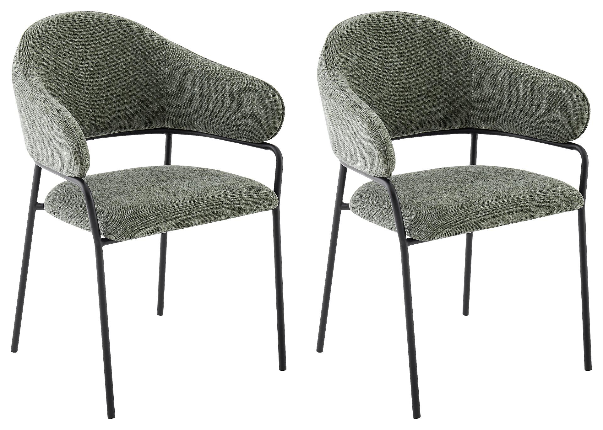 Stuhl CURVE, 2er-Set grün Stoff B/H/T: ca. 60x86x58 cm