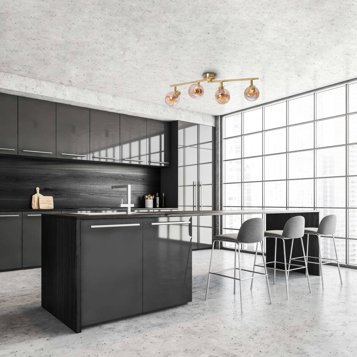 Näve Leuchten Spot gold Glas Metall B/H/T: ca. 80x20x10 cm E14 4 Brennstellen