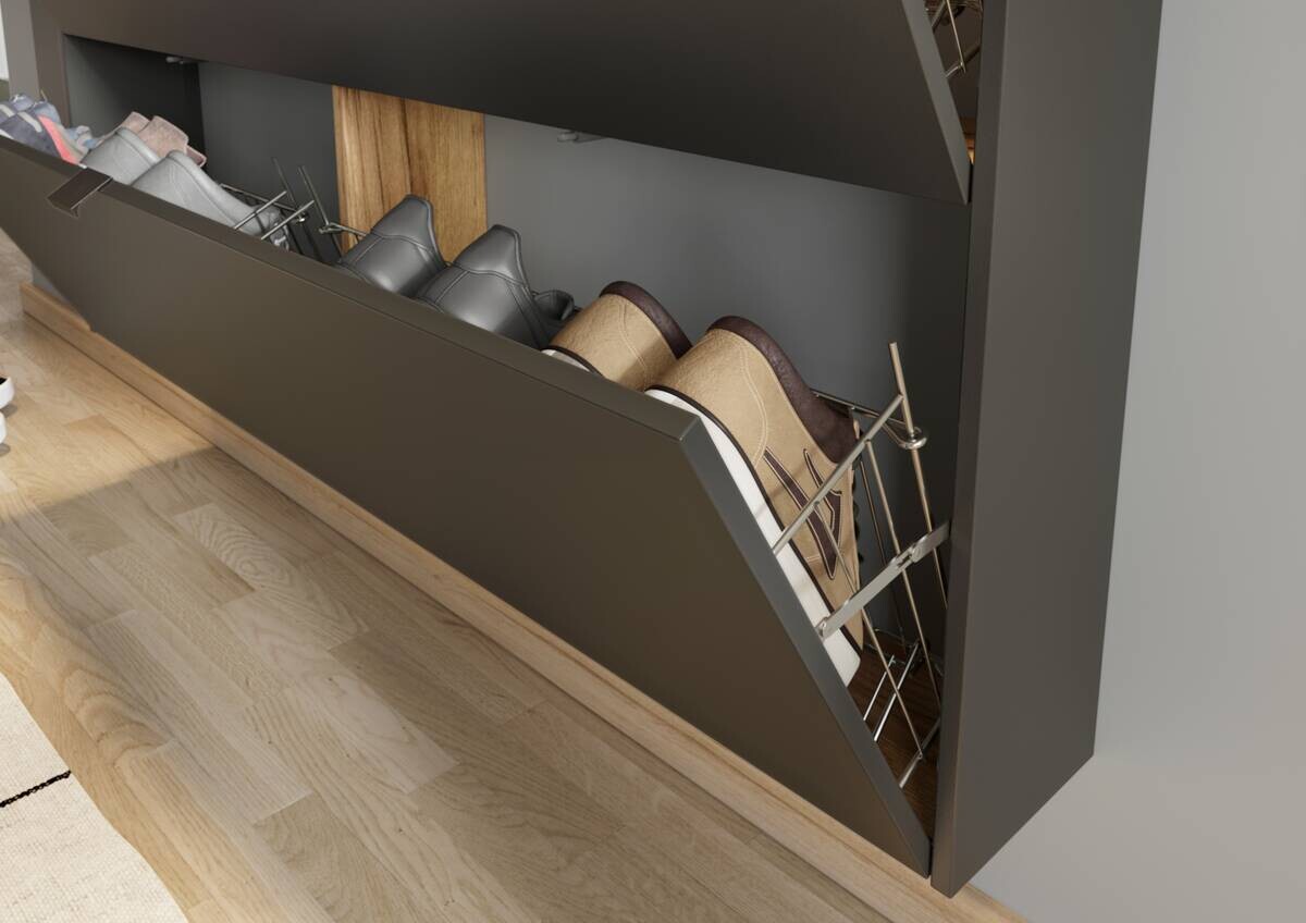 Schuhschrank 1392-549 Graphit Optik Eiche Navarra Nachbildung B/H/T: ca. 140x85x19 cm