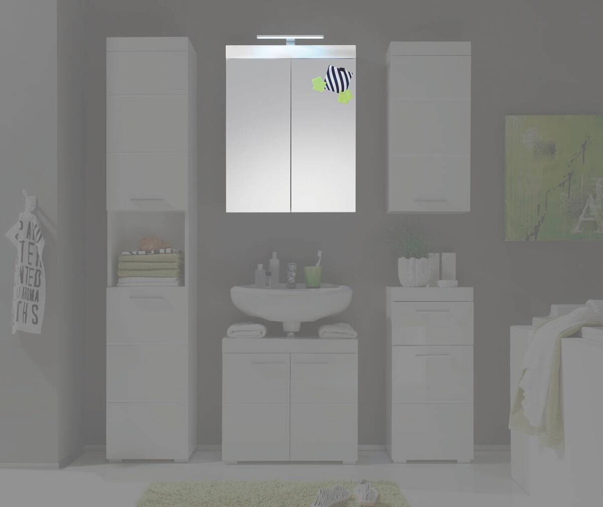 Spiegelschrank Amanda weiß weiß Hochglanz B/H/T: ca. 60x77x17 cm