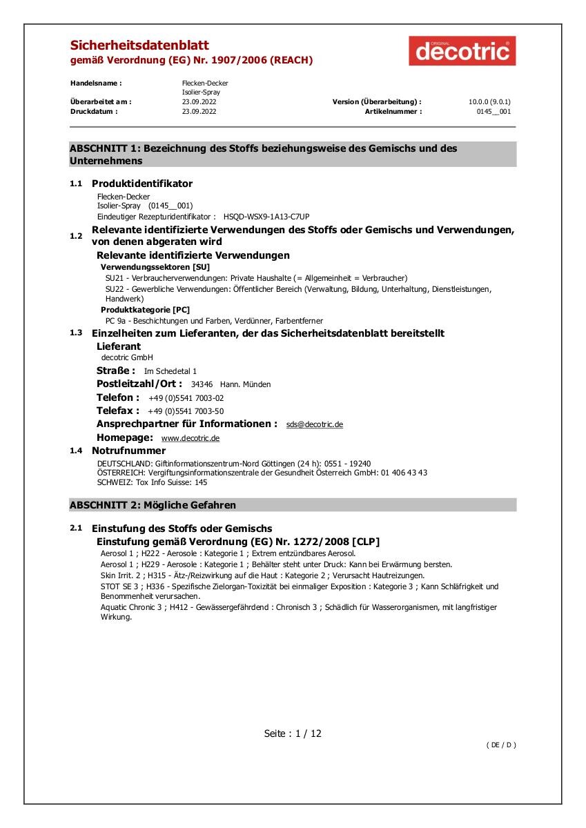 POCOline Flecken und Schimmel-Isolierweiß weiß ca. 0,4 l