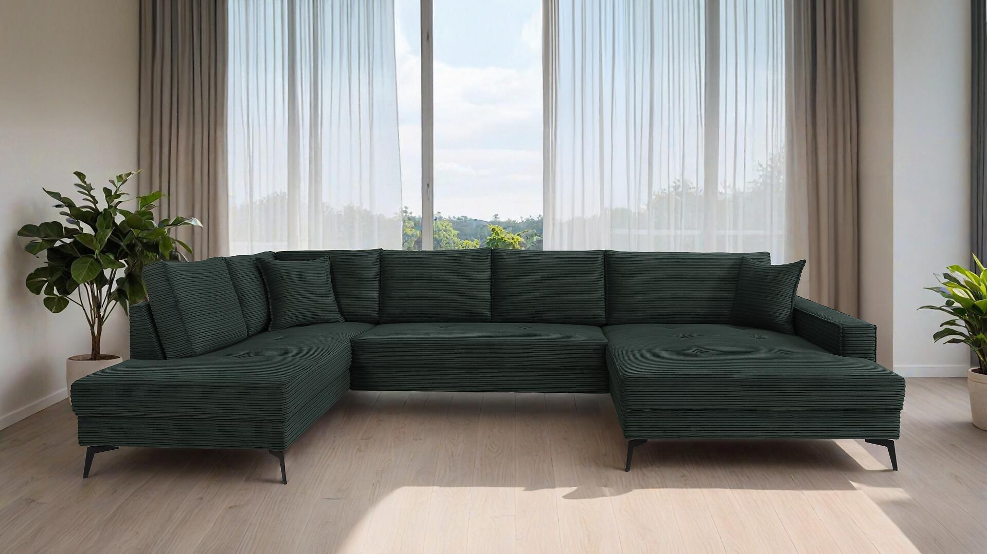 Wohnlandschaft Zero dunkelgrün Microfaser B/H/T: ca. 362x86x195 cm Wohnlandschaft Zero dunkelgrün Microfaser B/H/T: ca. 362x86x195 cm