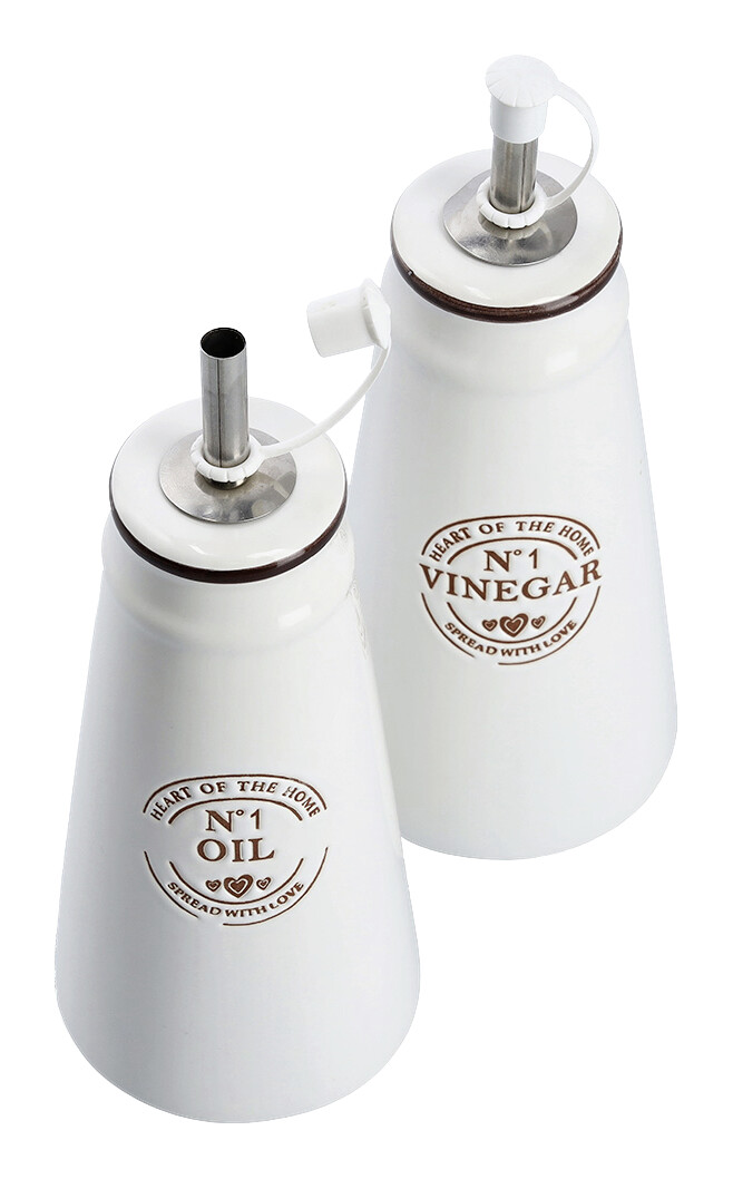Zeller Essig-und Ölflaschen-Set weiß Keramik