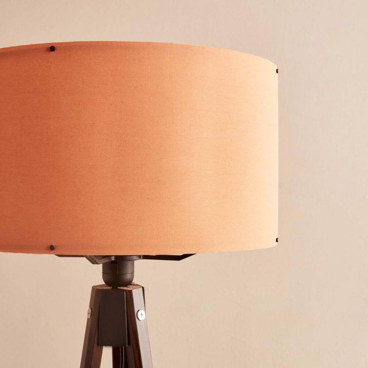 Opviq Stehleuchte orange braun Stoff Holz B/H/T/L/D: ca. 21x140x21x21x21 cm E27 1 Brennstellen