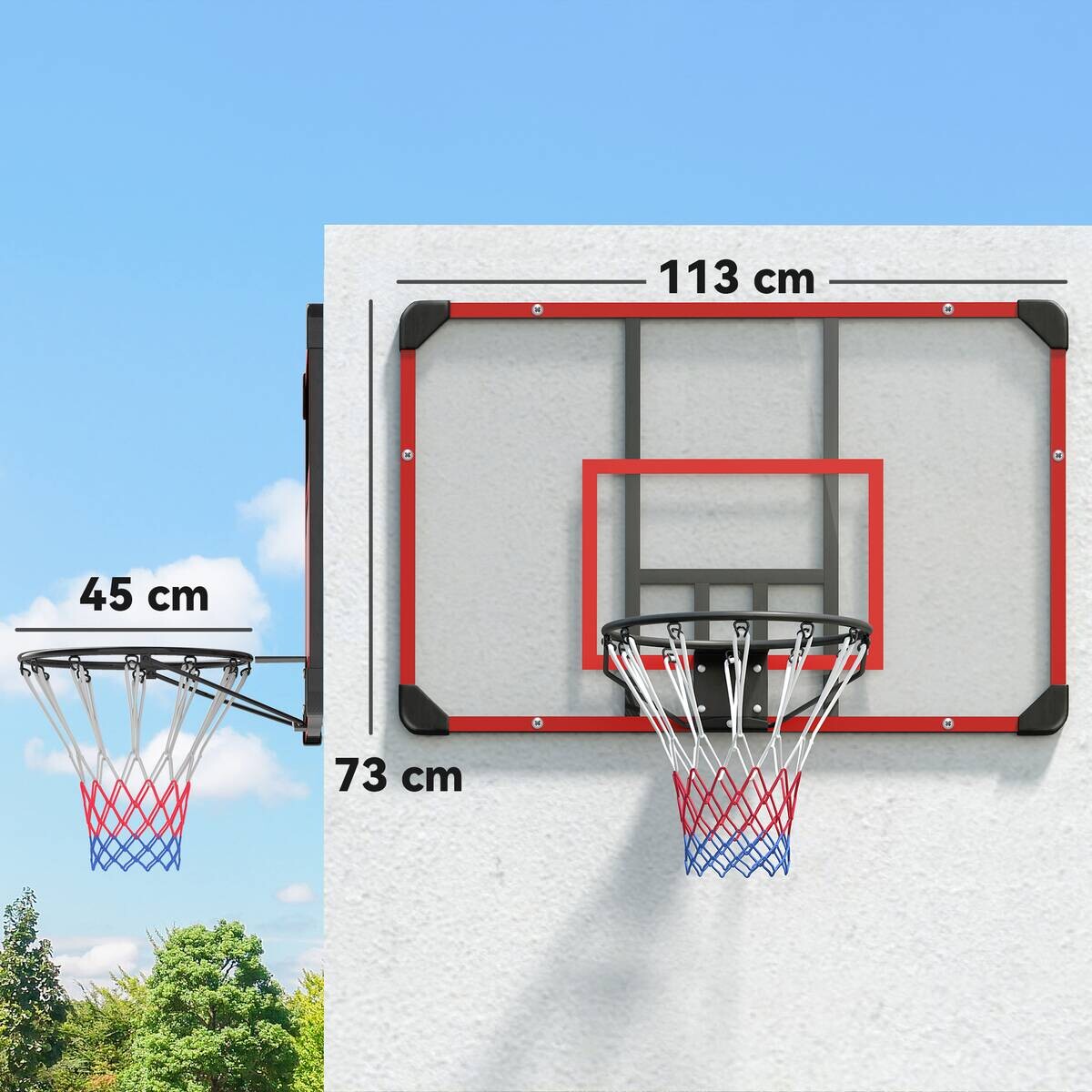 SPORTNOW Basketballkorb rot Kunststoff B/H/L: ca. 61x73x113 cm