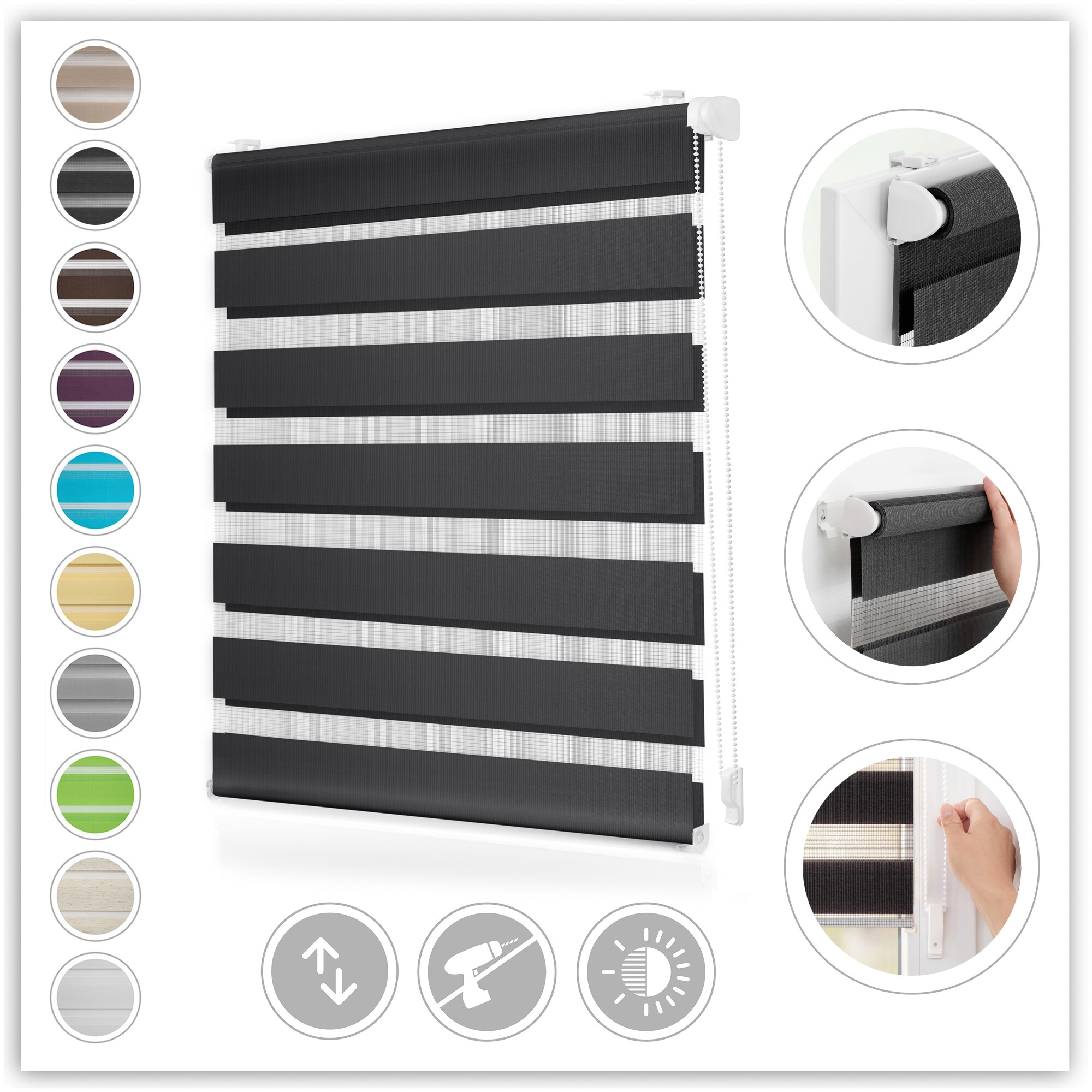 LICHTBLICK Doppelrollo Duo anthrazit B/L: ca. 80x150 cm