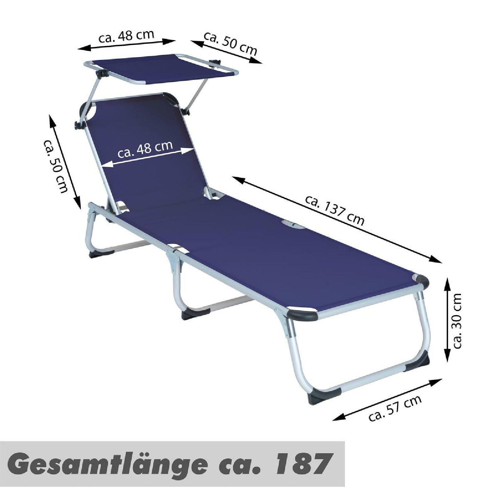 VCM Sonnenliege blau Aluminium B/H/L: ca. 57x30x187 cm