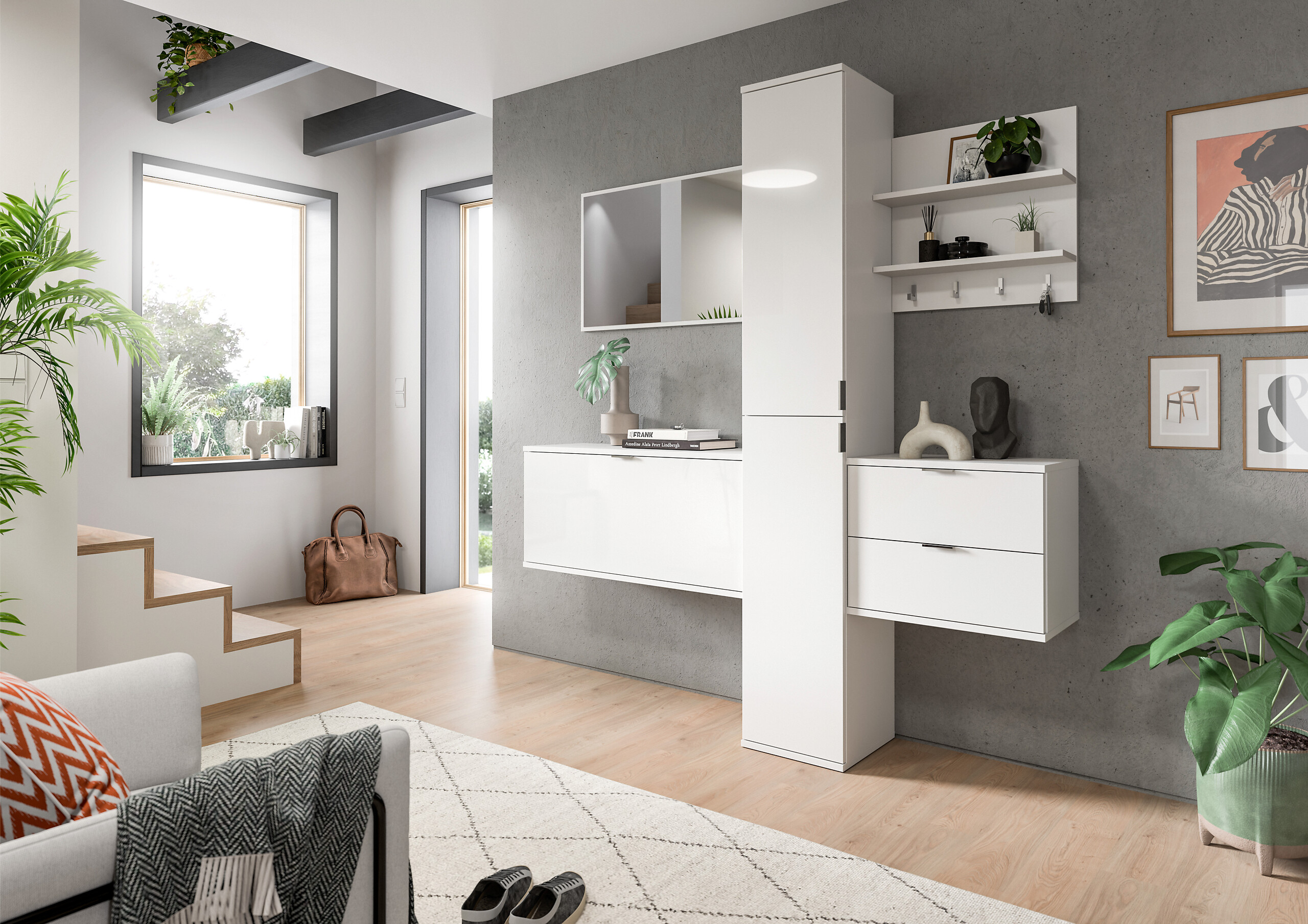 Garderobe PROJEKT X weiß weiß Hochglanz B/H/T: ca. 174x191x37 cm Garderobe PROJEKT X weiß weiß Hochglanz B/H/T: ca. 174x191x37 cm