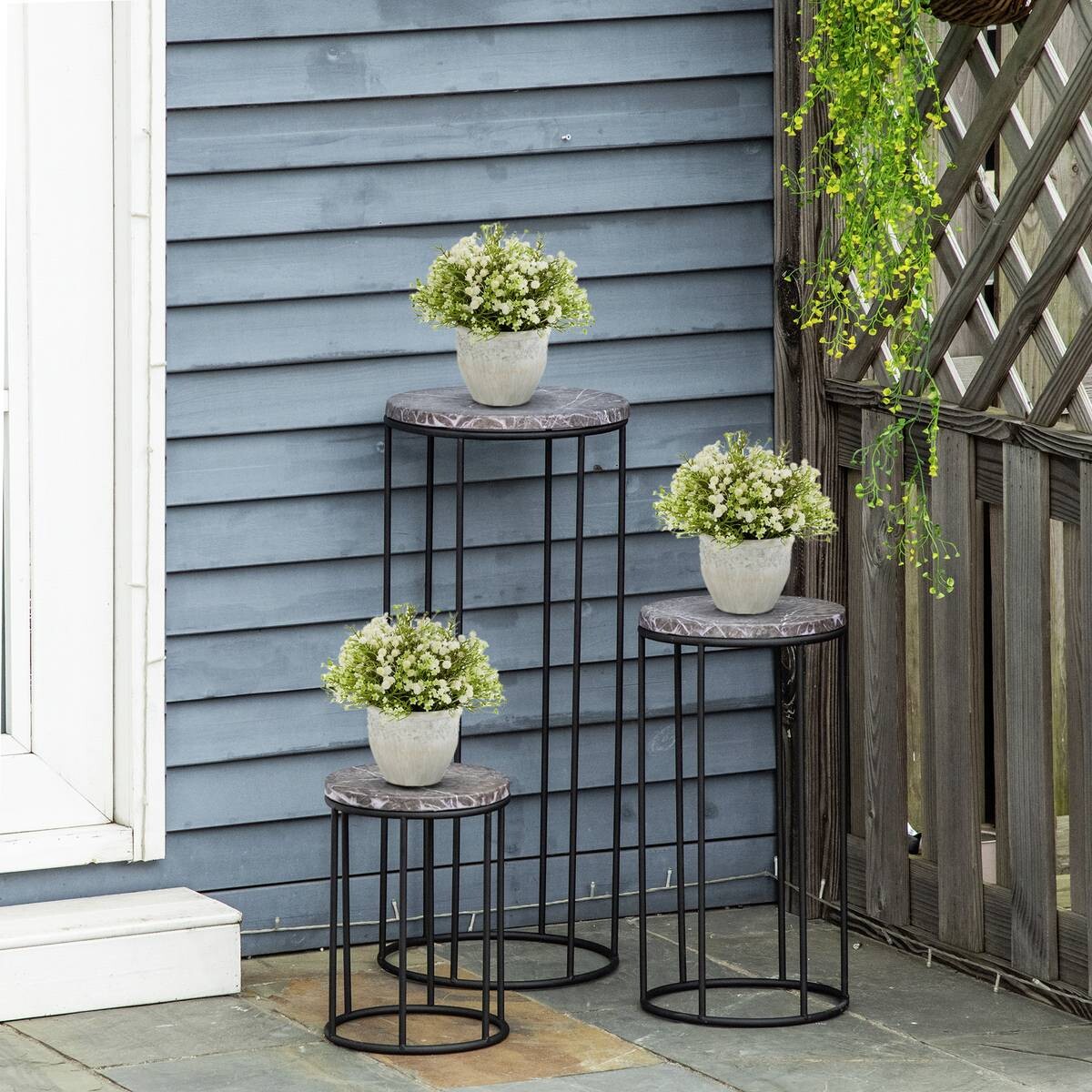 Outsunny Blumenständer schwarz Metall H/D: ca. 70x30 cm