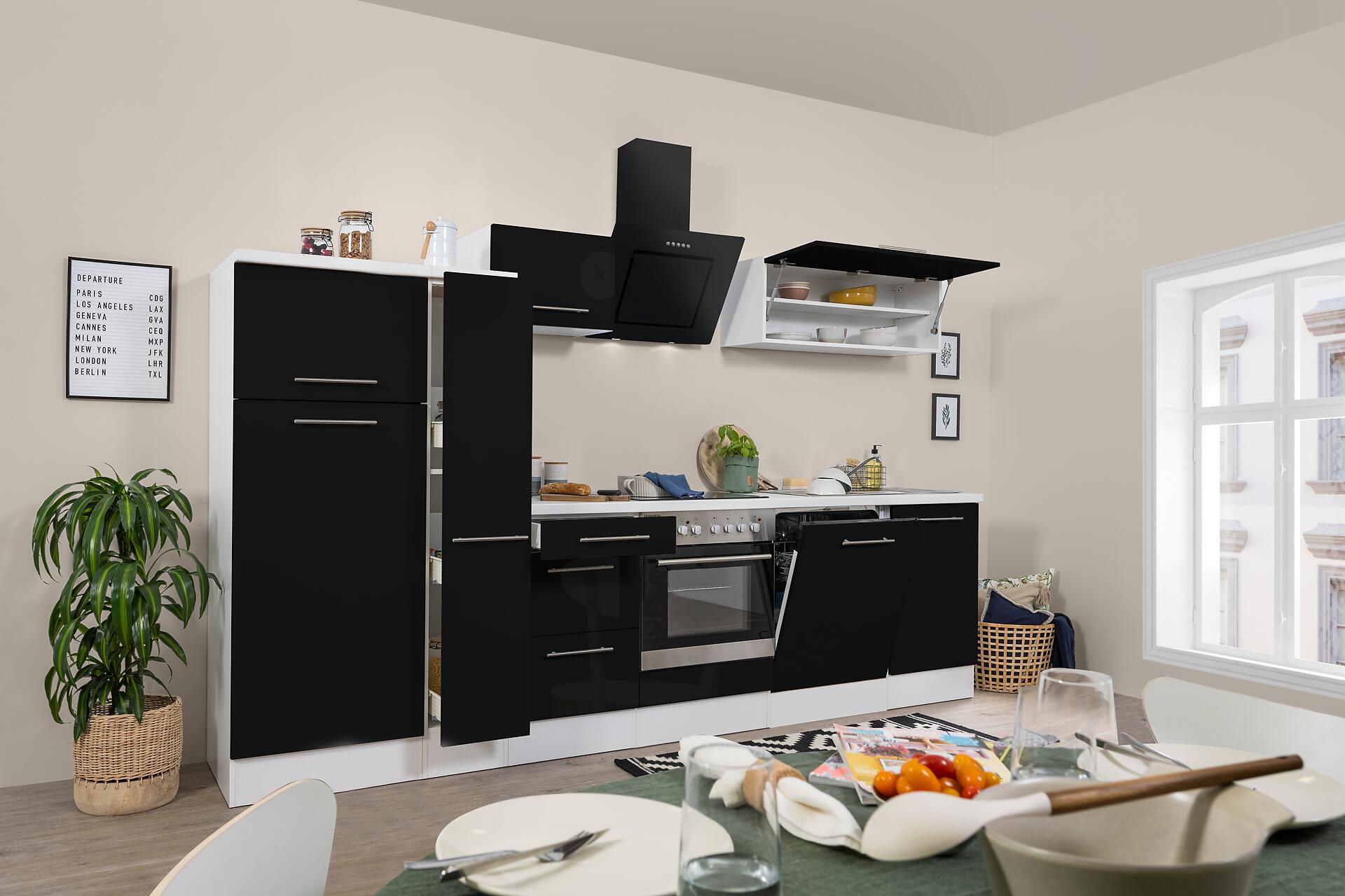 Respekta Küchenblock Amanda schwarz Hochglanz B/H/T: ca. 310x200x60 cm