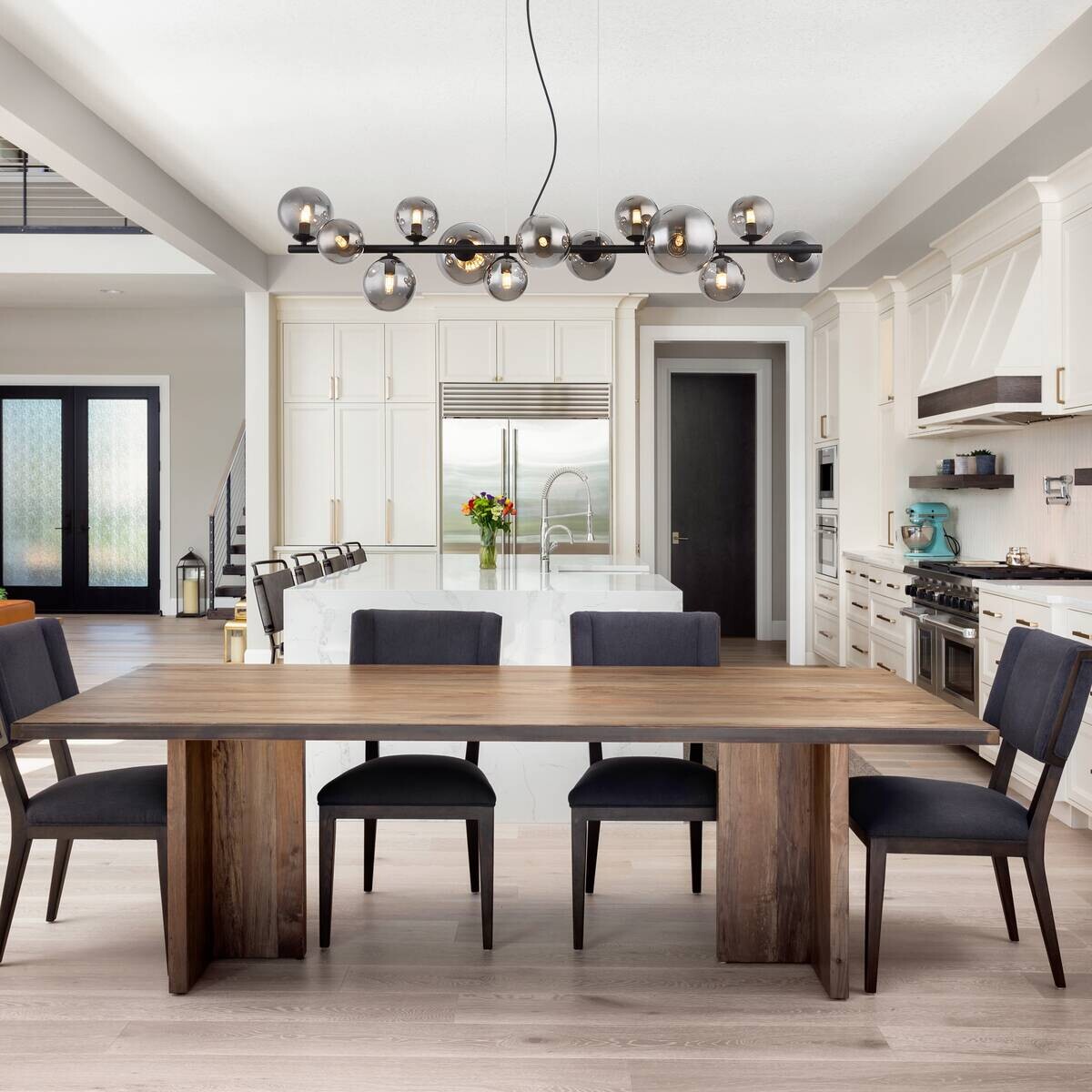 GLOBO Pendelleuchte Riha schwarz Rauch Metall Glas B/H/T: ca. 120x120x34,5 cm 13.0 Brennstellen