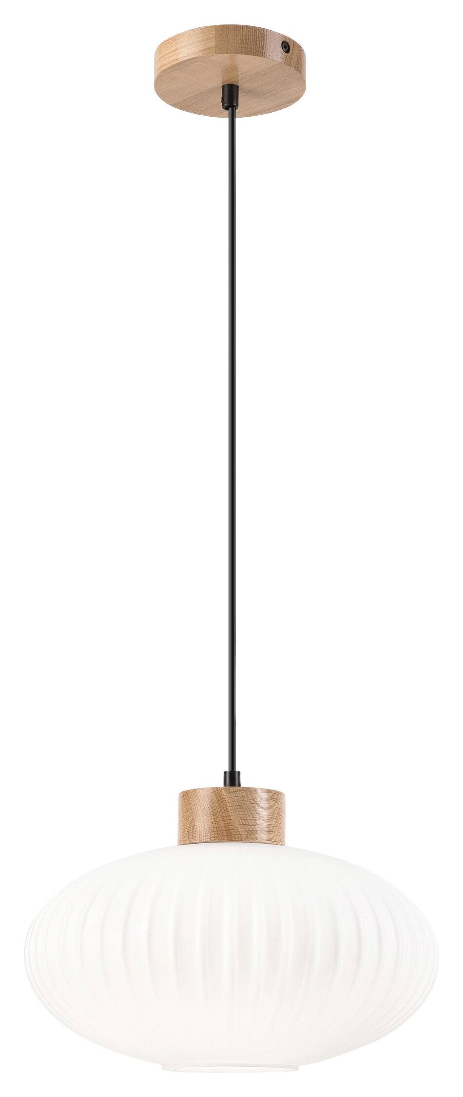 Lamkur Hängeleuchte Harmony Eiche weiß Glas Holz B/H/L: ca. 30x102x30 cm 1.0 Brennstellen