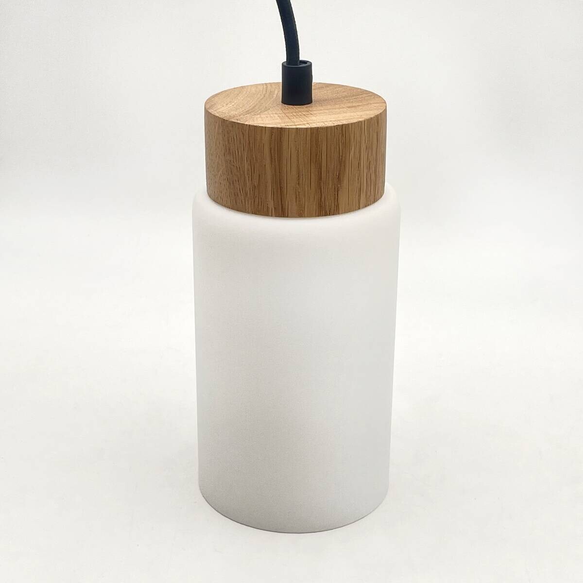 Lamkur Hängeleuchte Marcus schwarz Glas Holz Stahl B/H/L: ca. 20x10x20 cm E27 1 Brennstellen