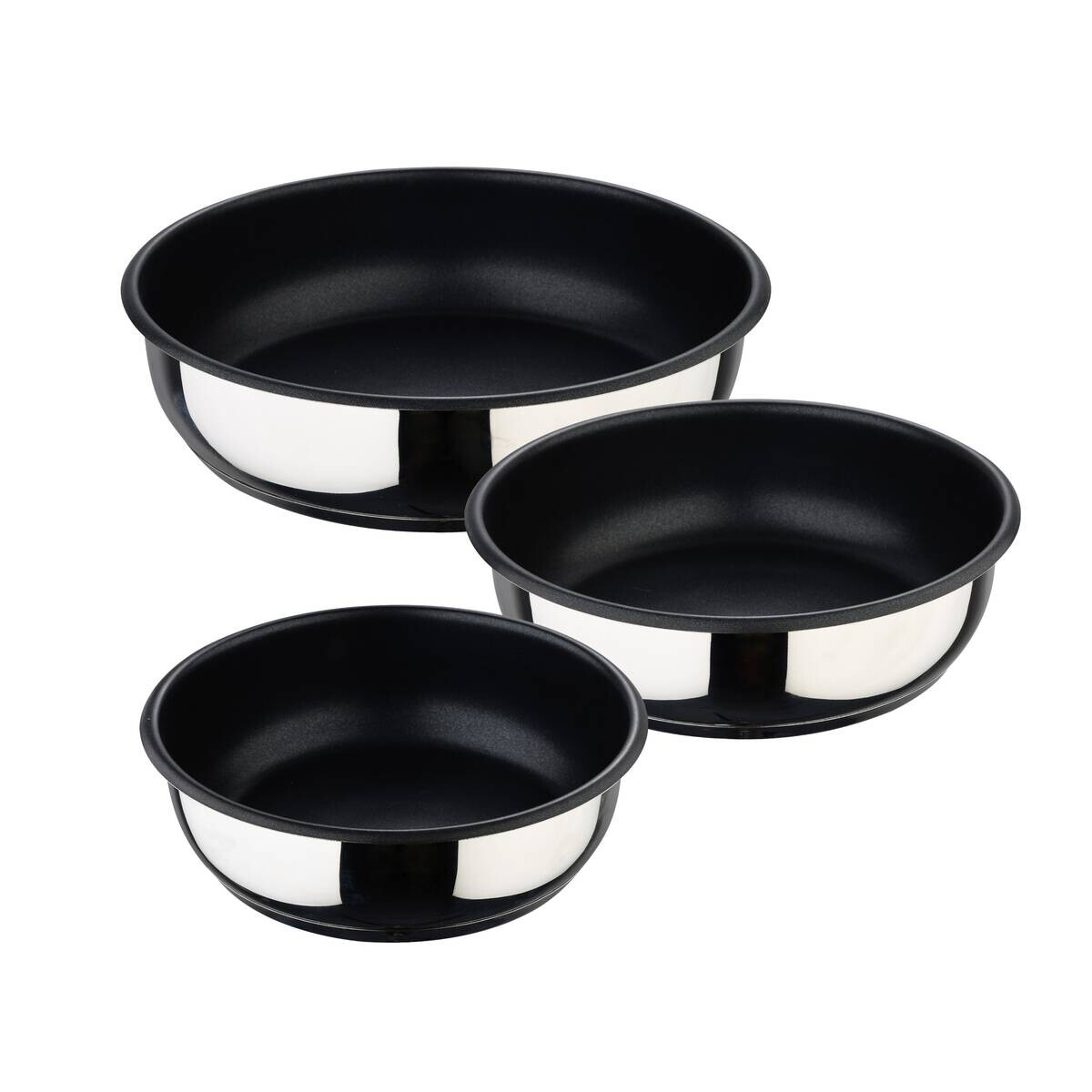 BERGNER Pfannenset Click&Cook schwarz Edelstahl 4 tlg.