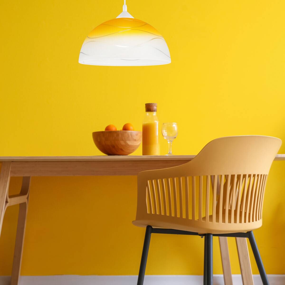 Lamkur Hängeleuchte gelb Glas B/H/L: ca. 31x17x31 cm E27 1 Brennstellen