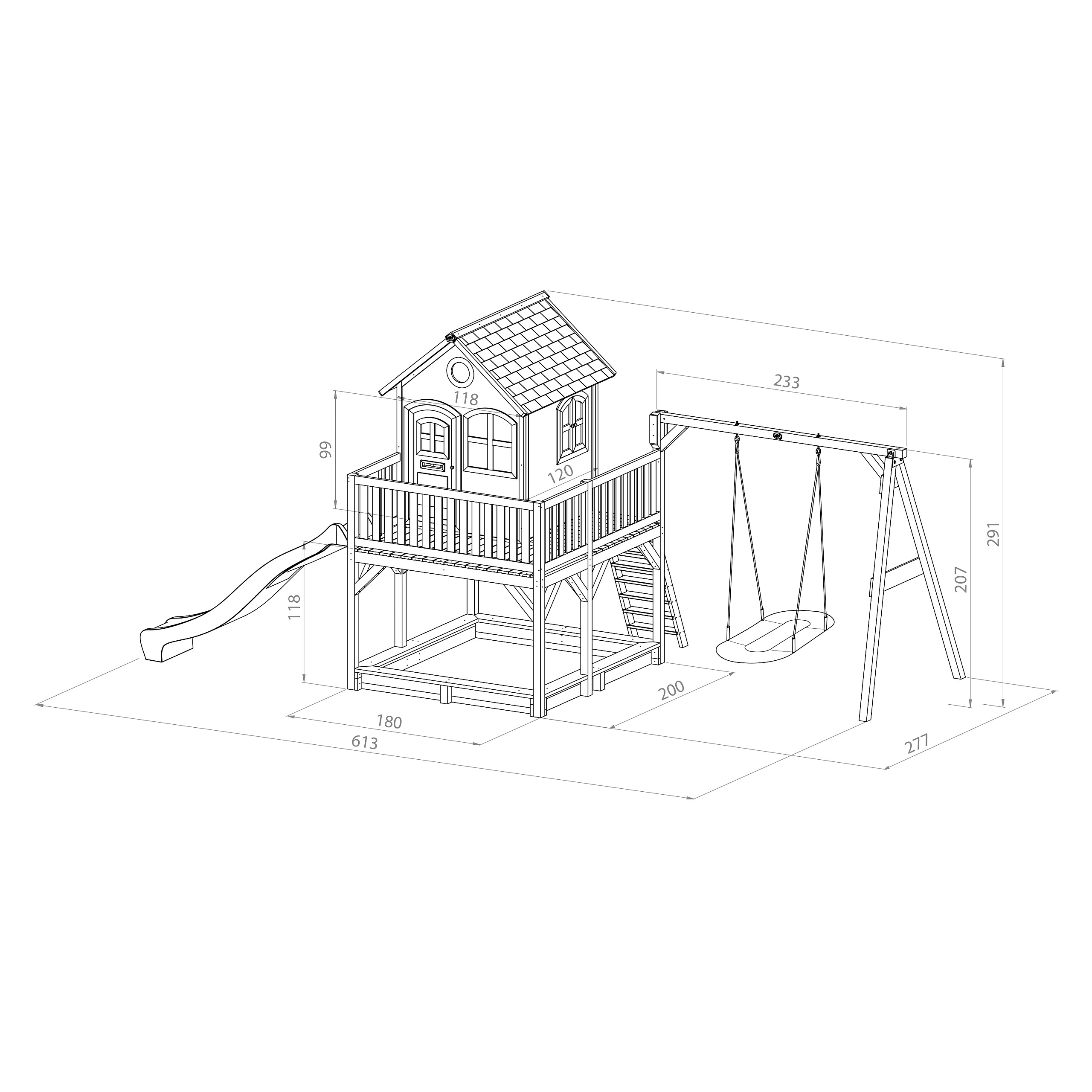AXI Spielhaus Liam braun B/H/L: ca. 613x291x277 cm