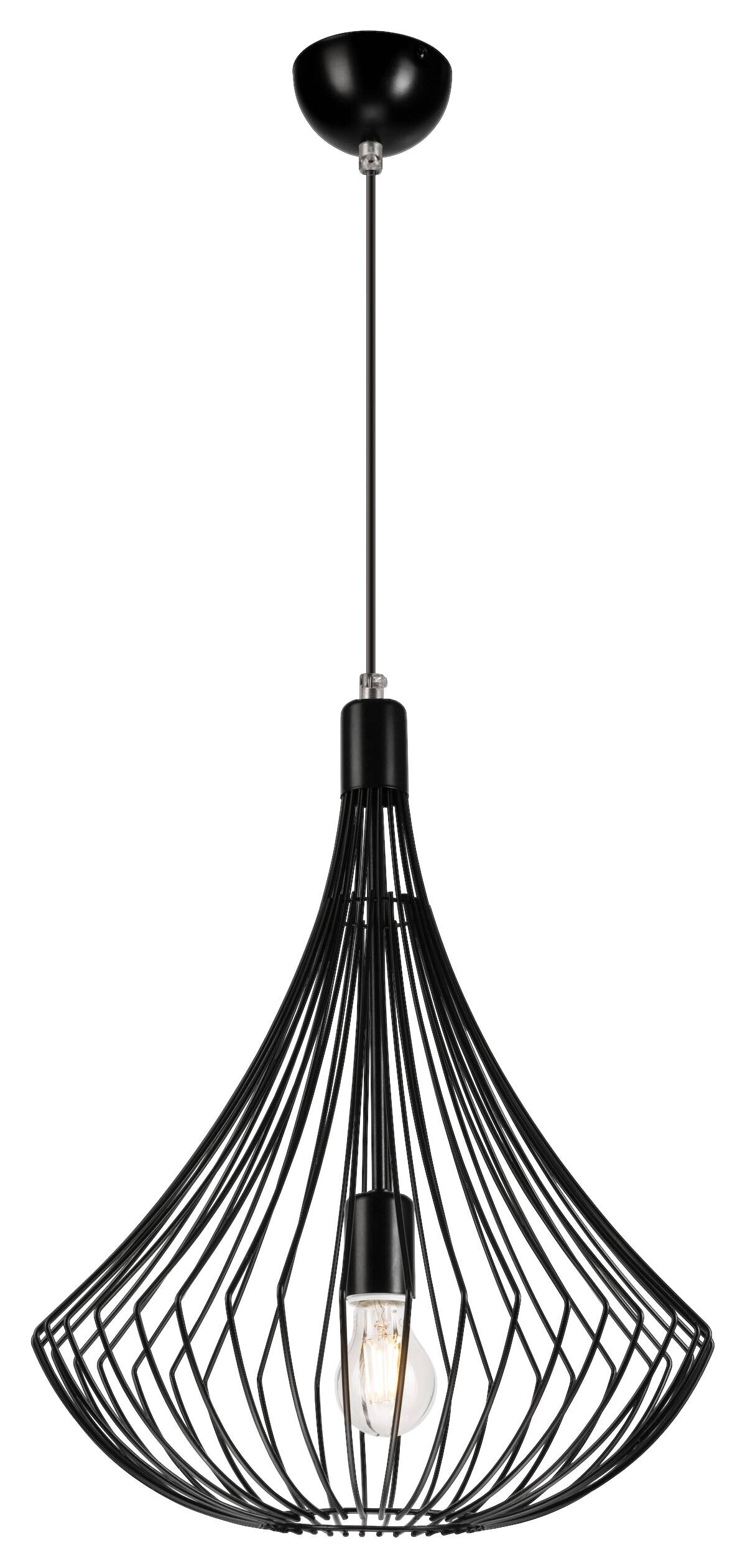 Lamkur Pendelleuchte Balerina schwarz Stahl H/L: ca. 90x38 cm E27 1 Brennstellen