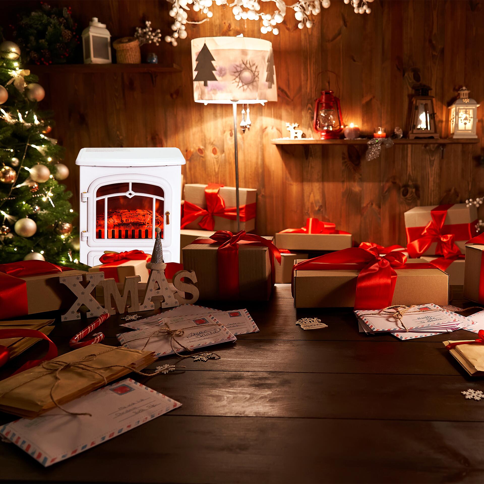 HOMCOM Elektrokamin MH820-039WT weiß Glas Metall B/H/L: ca. 28x55x42 cm ca. 1850 W